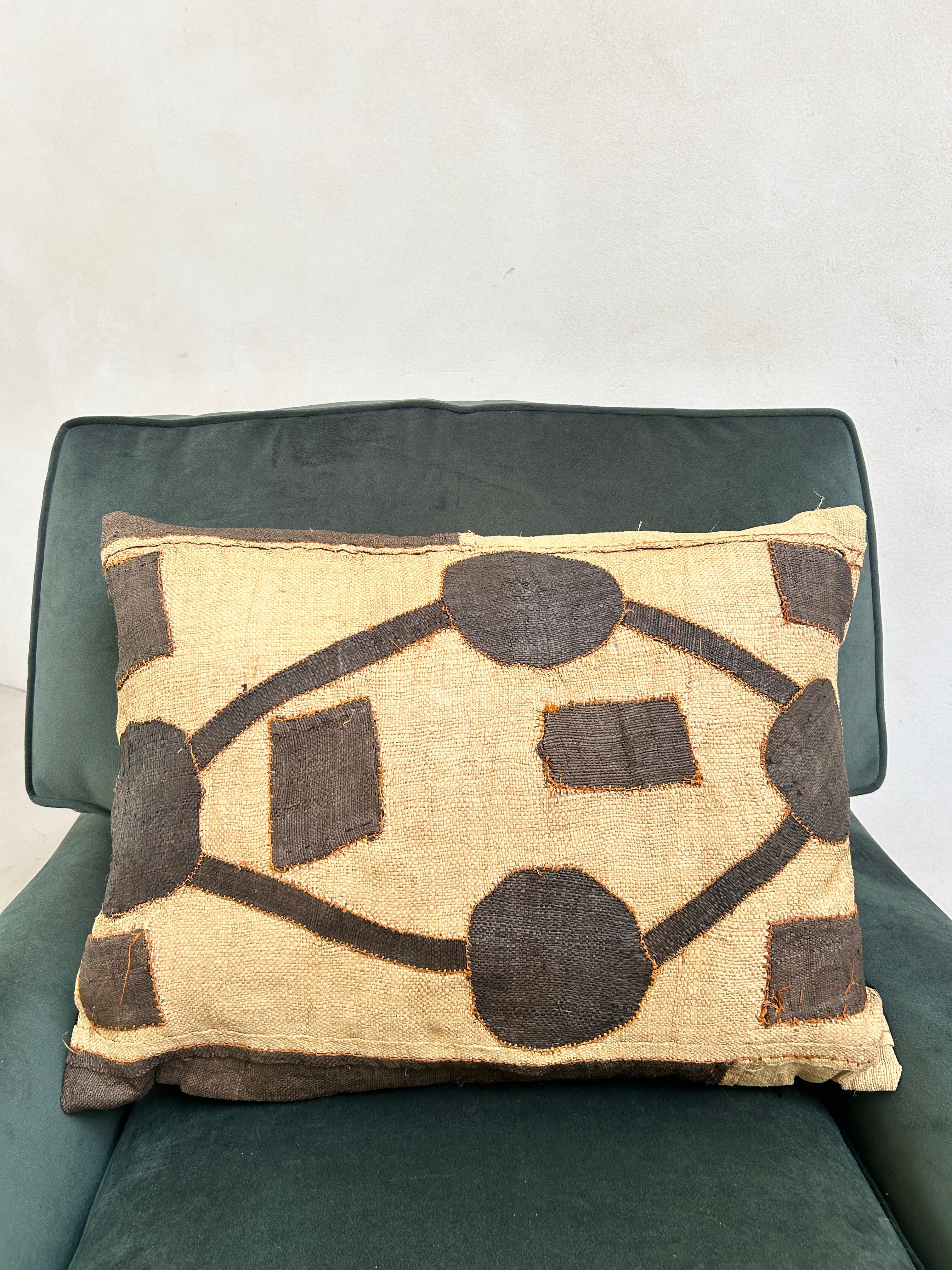 African Kuba Cloth Cushion | Nia Circles - Image 4