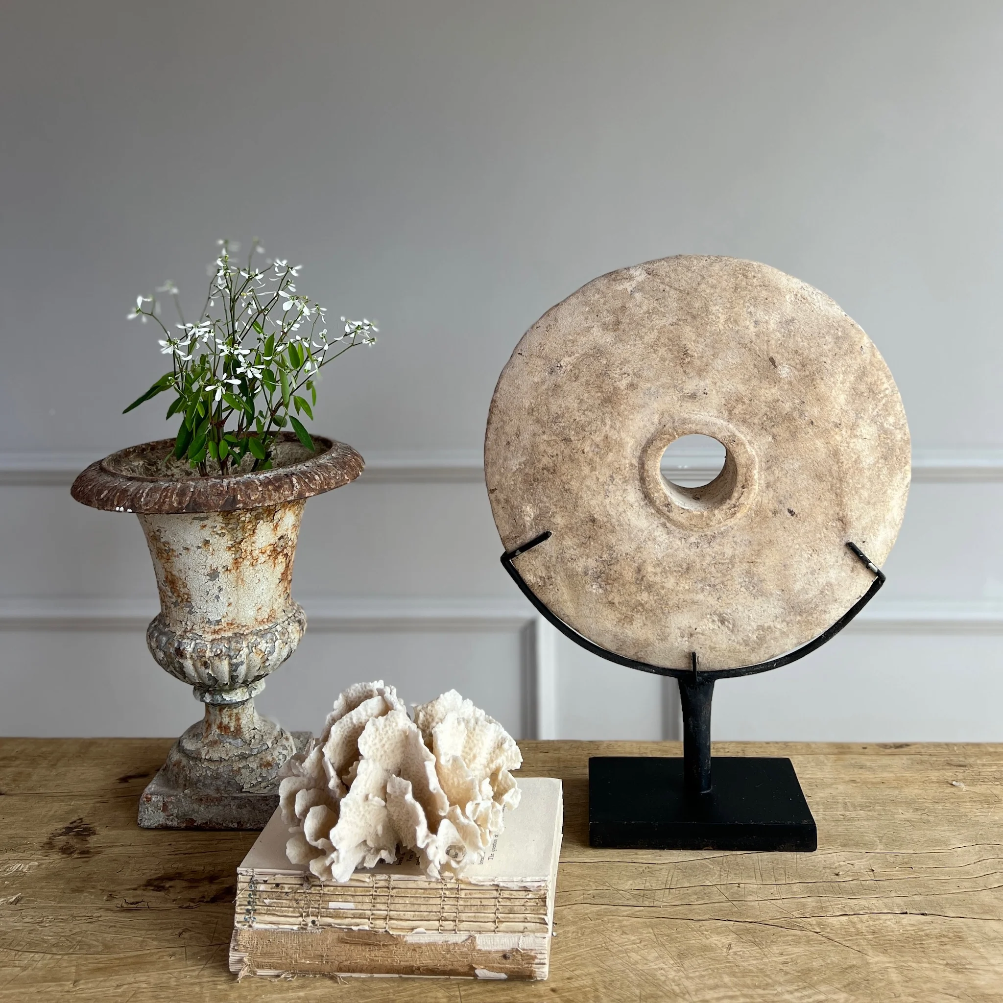 Aged Rustic Limestone Disc - Image 6