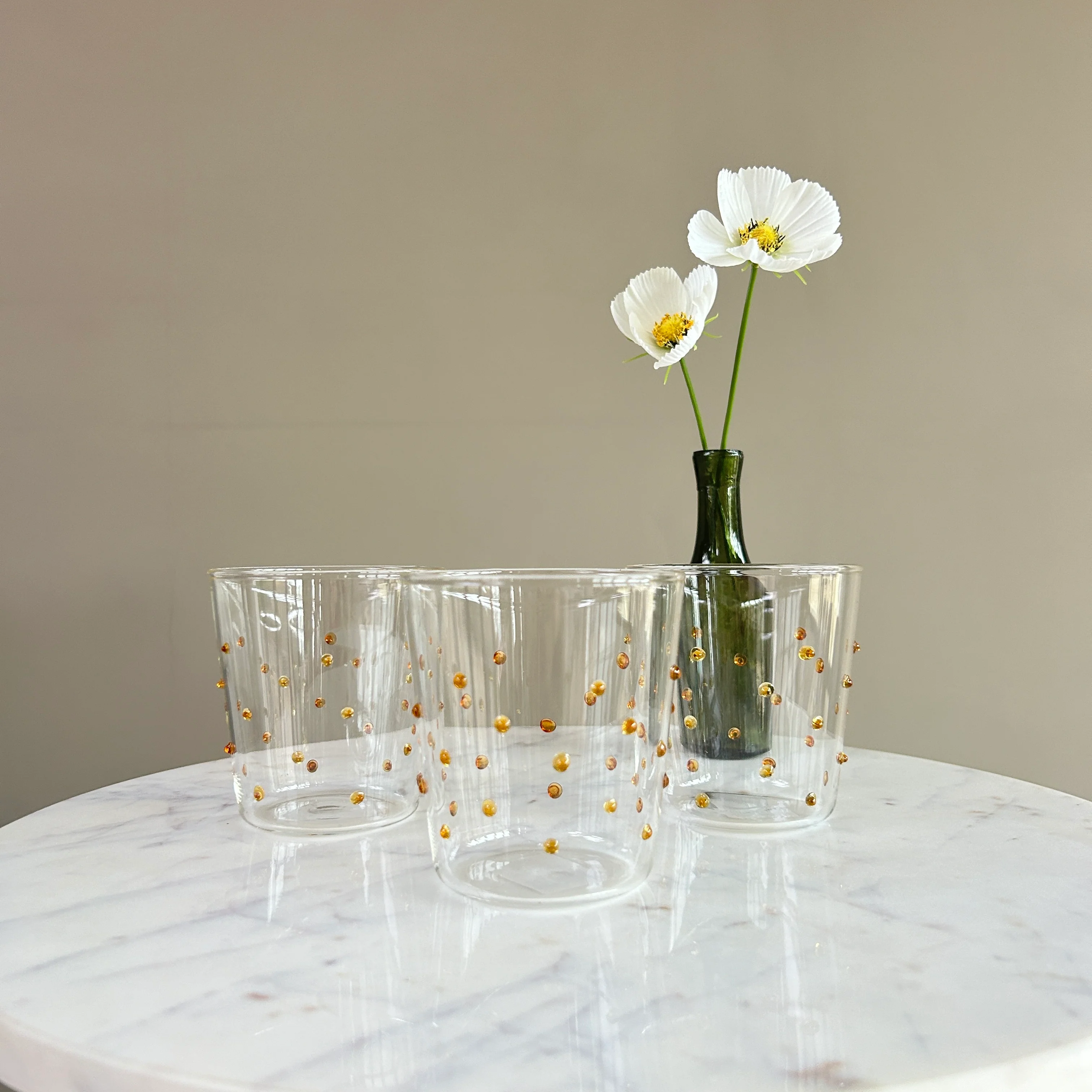 Amber Drinking Glass | Dots - Image 2
