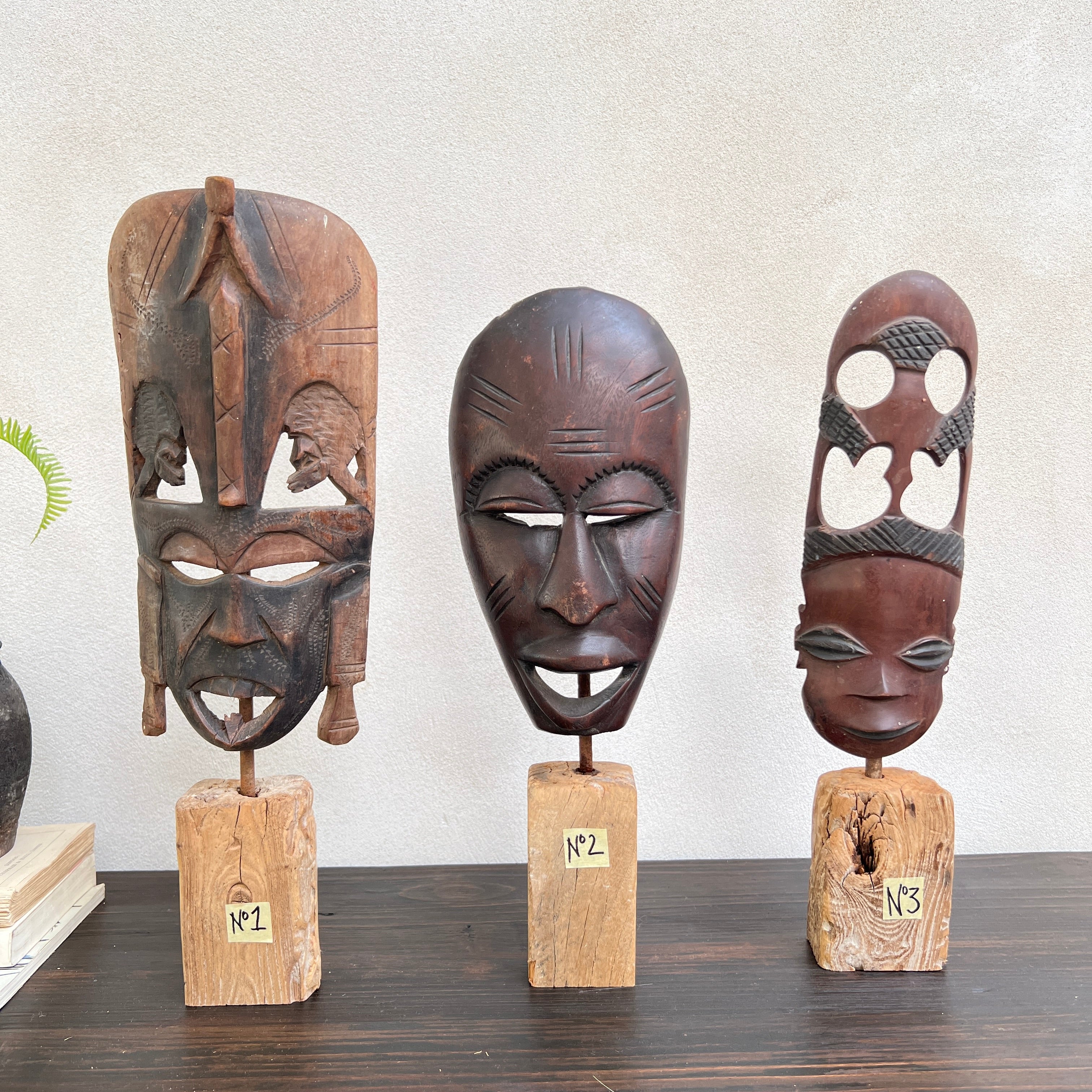 Antique African Carved Mask On Stand - Image 2