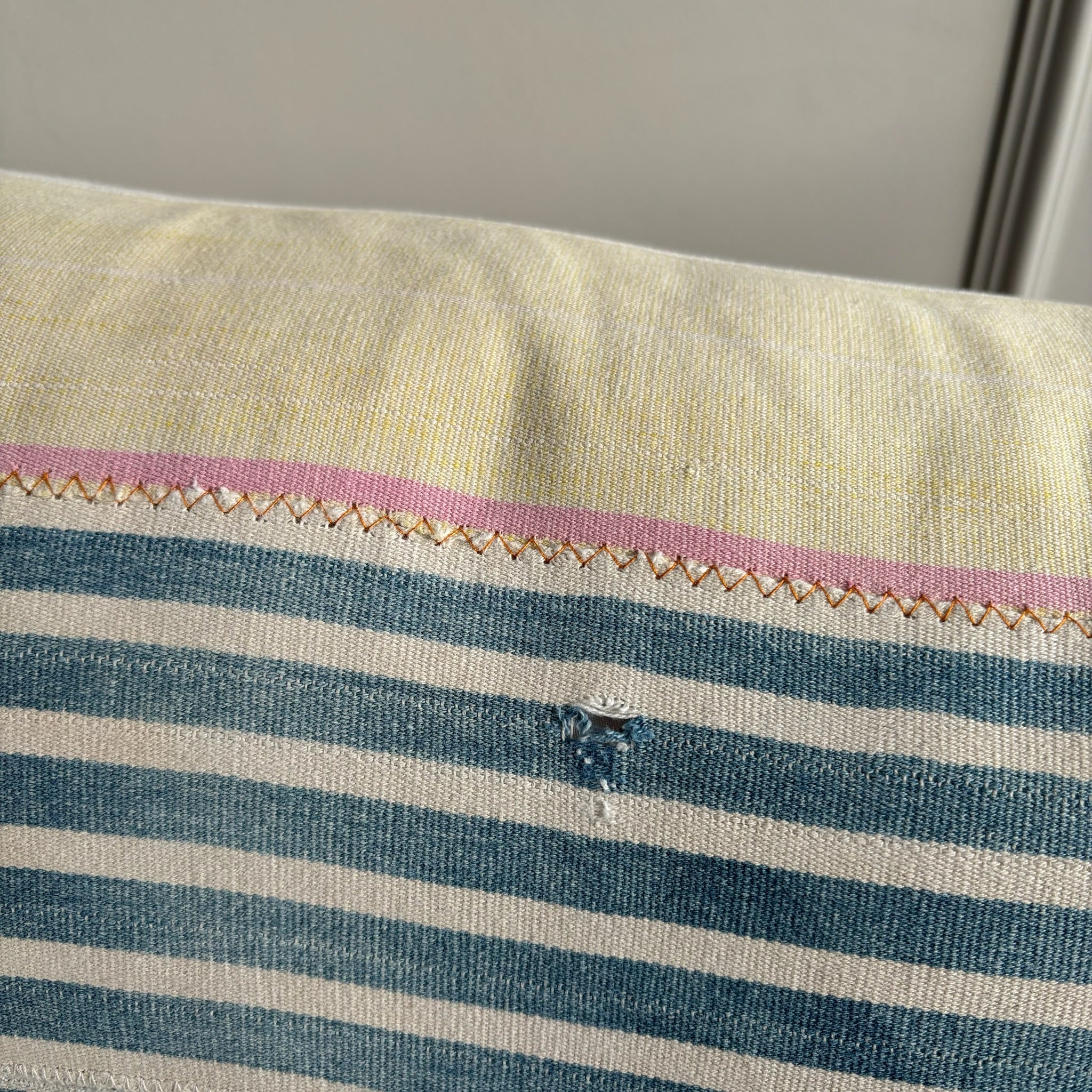 Antique African Faded Indigo Bolster Cushion - Image 7