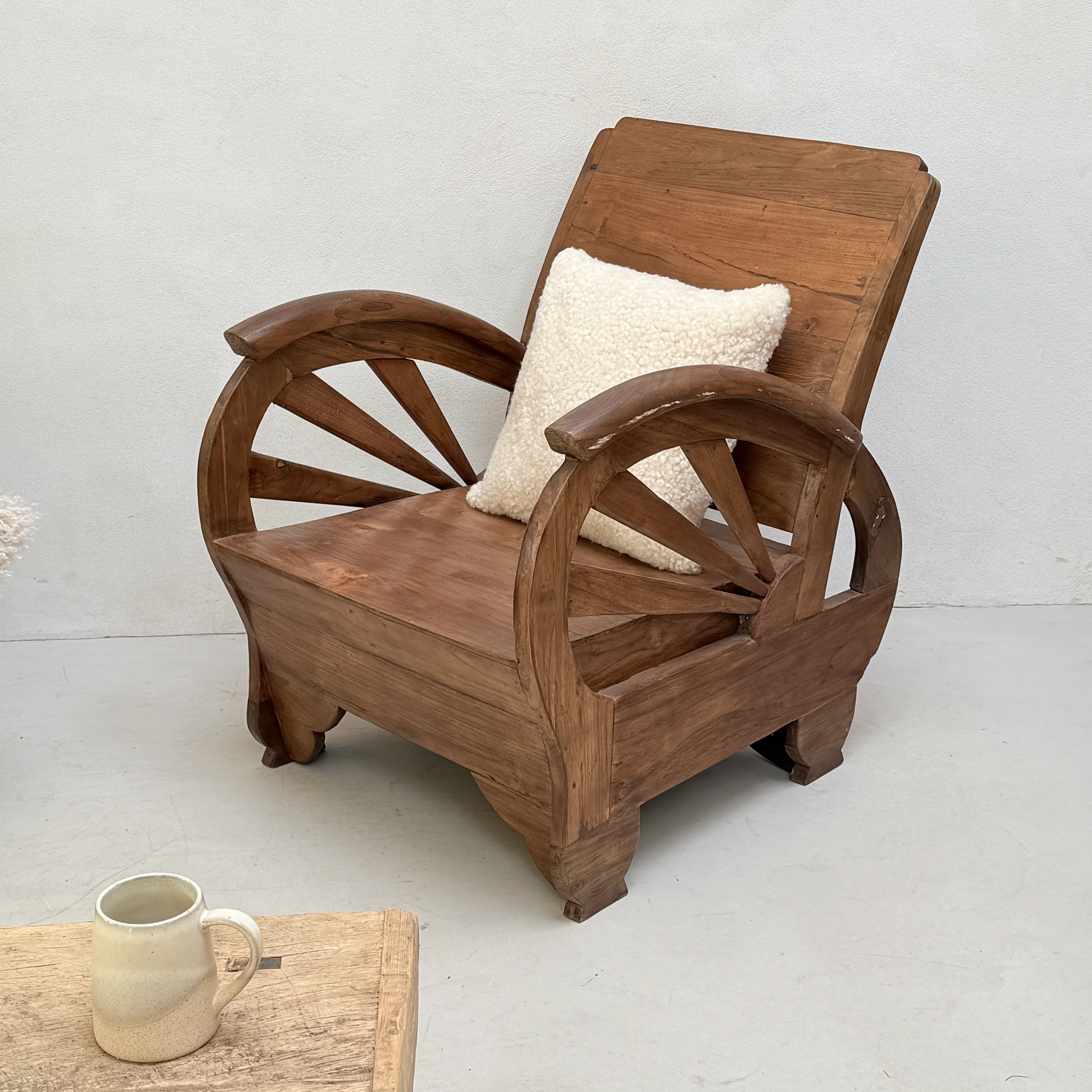 Antique Art Deco Wooden Armchair - Image 2