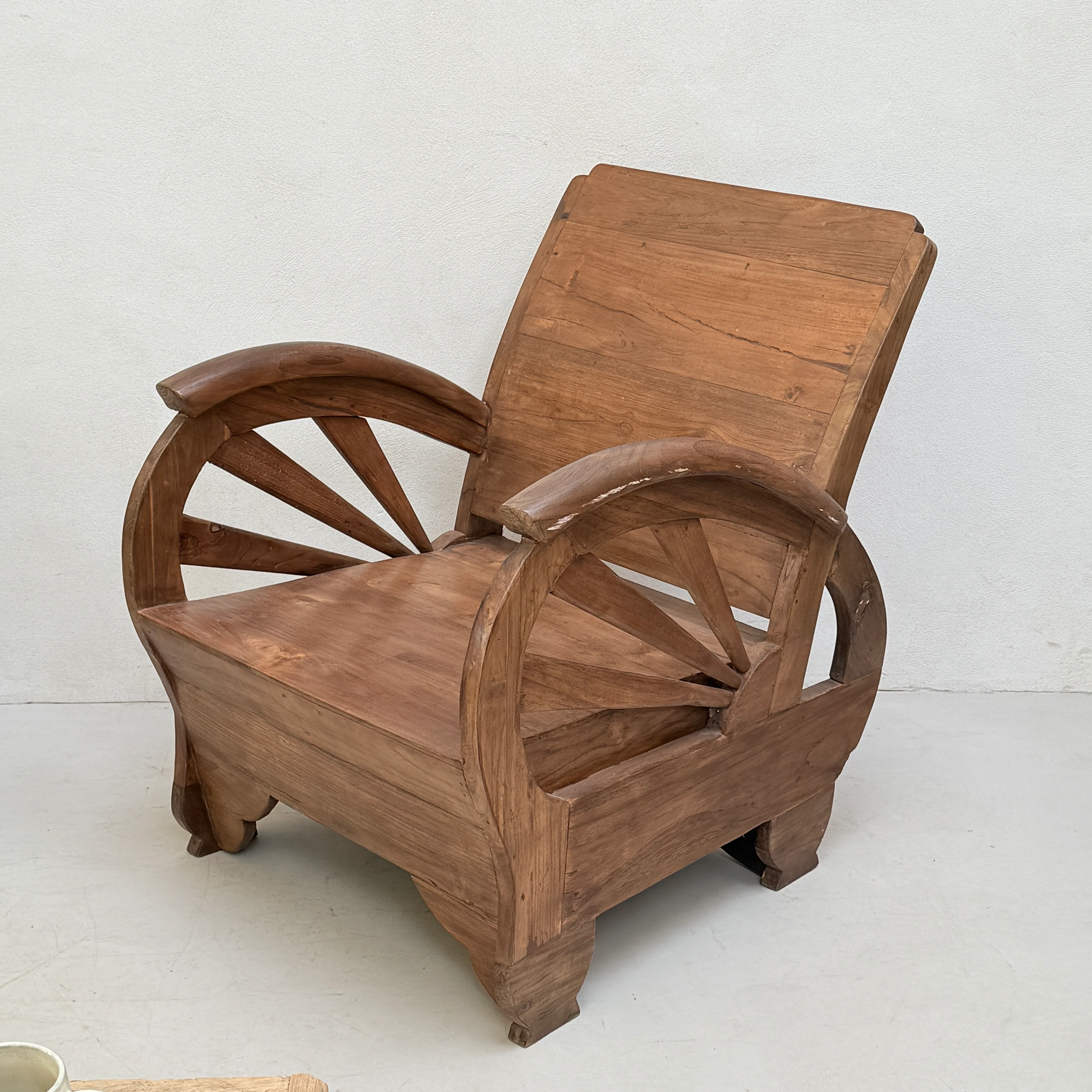 Antique Art Deco Wooden Armchair - Image 4