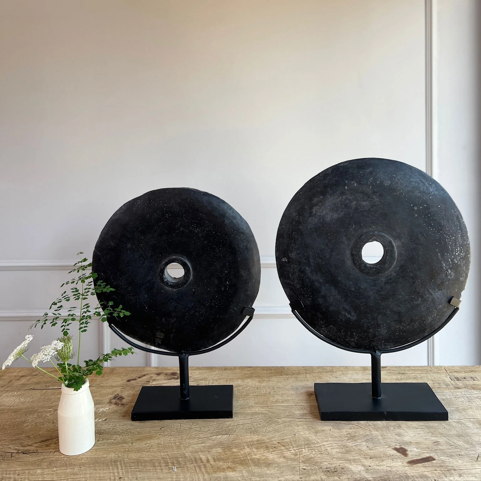 Antique Black Lava Stone Disc | Medium - Image 3