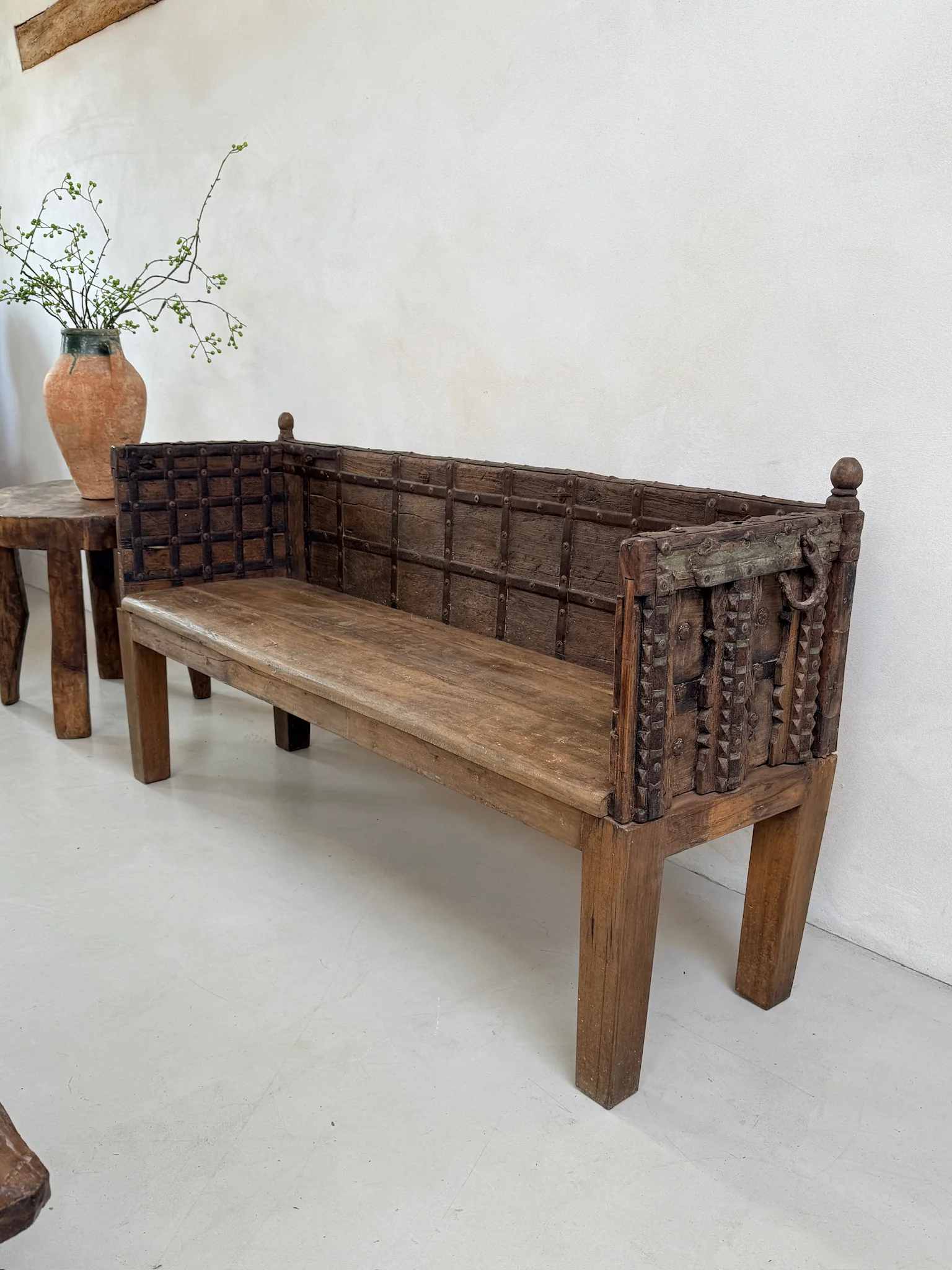 Antique Carved Hallway Bench | Mira - Image 11