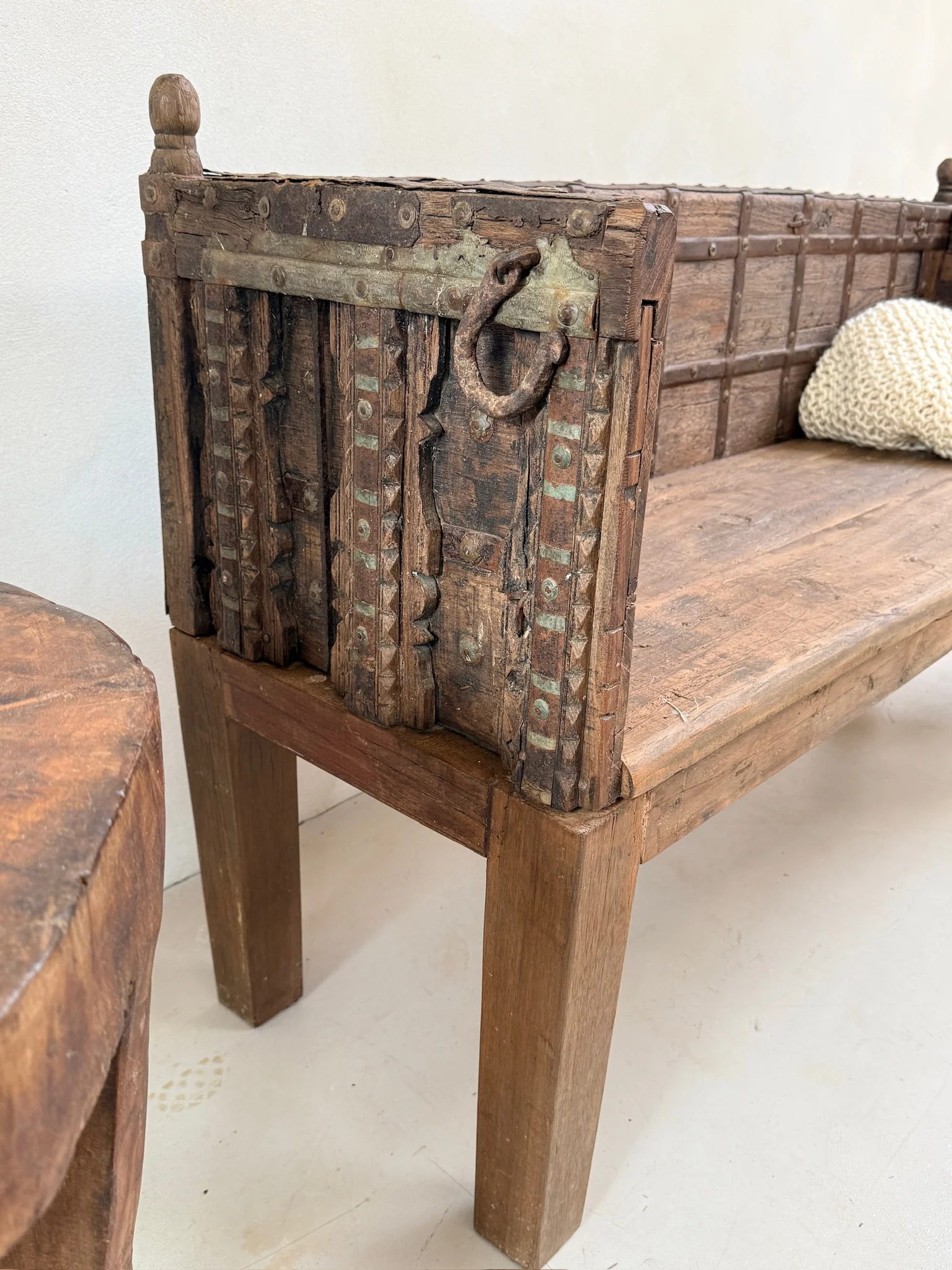 Antique Carved Hallway Bench | Mira - Image 2