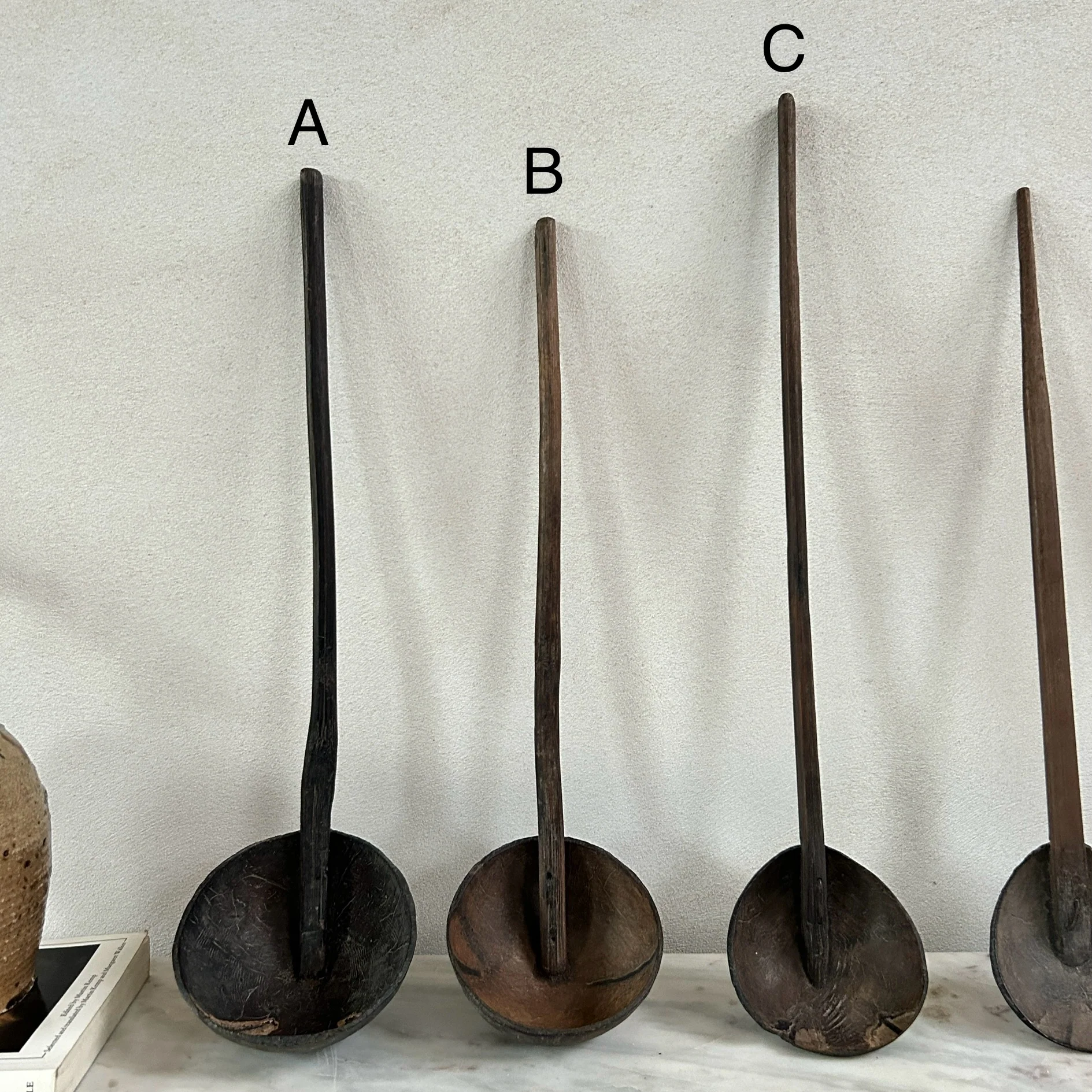 Antique coconut wooden spoons - Image 2