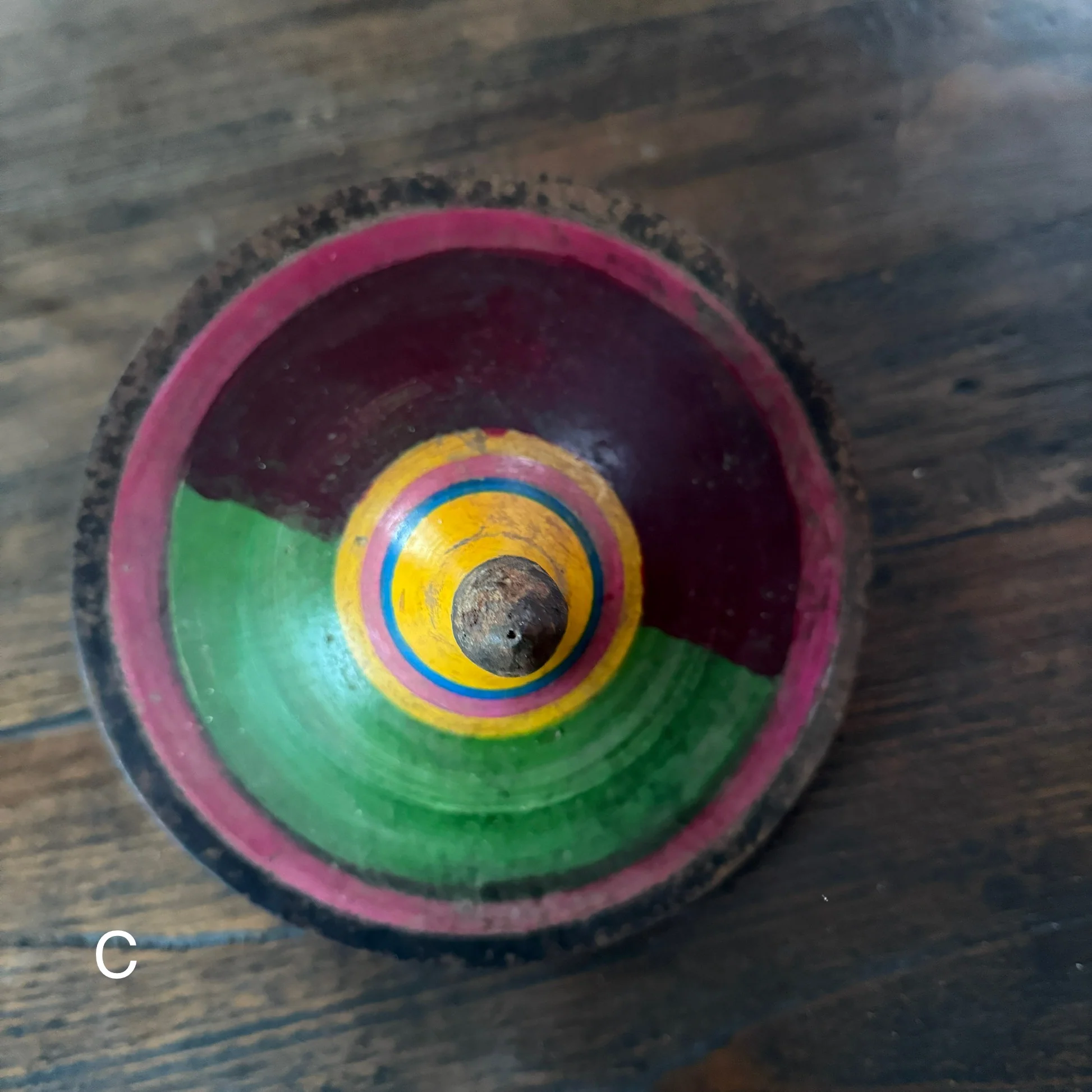 Antique colourful spinning top - Image 3