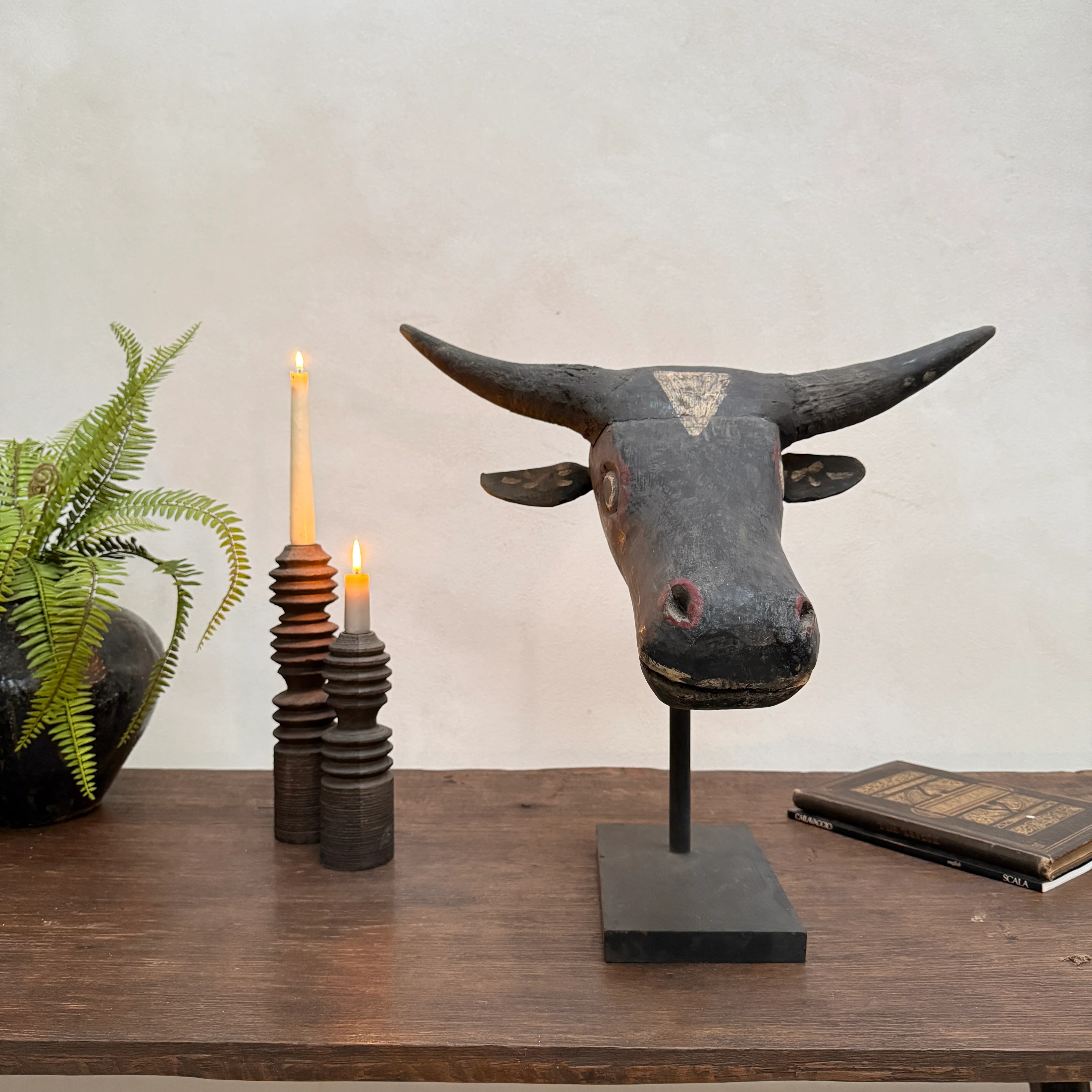 Antique Cow Head Sculpture - Image 6