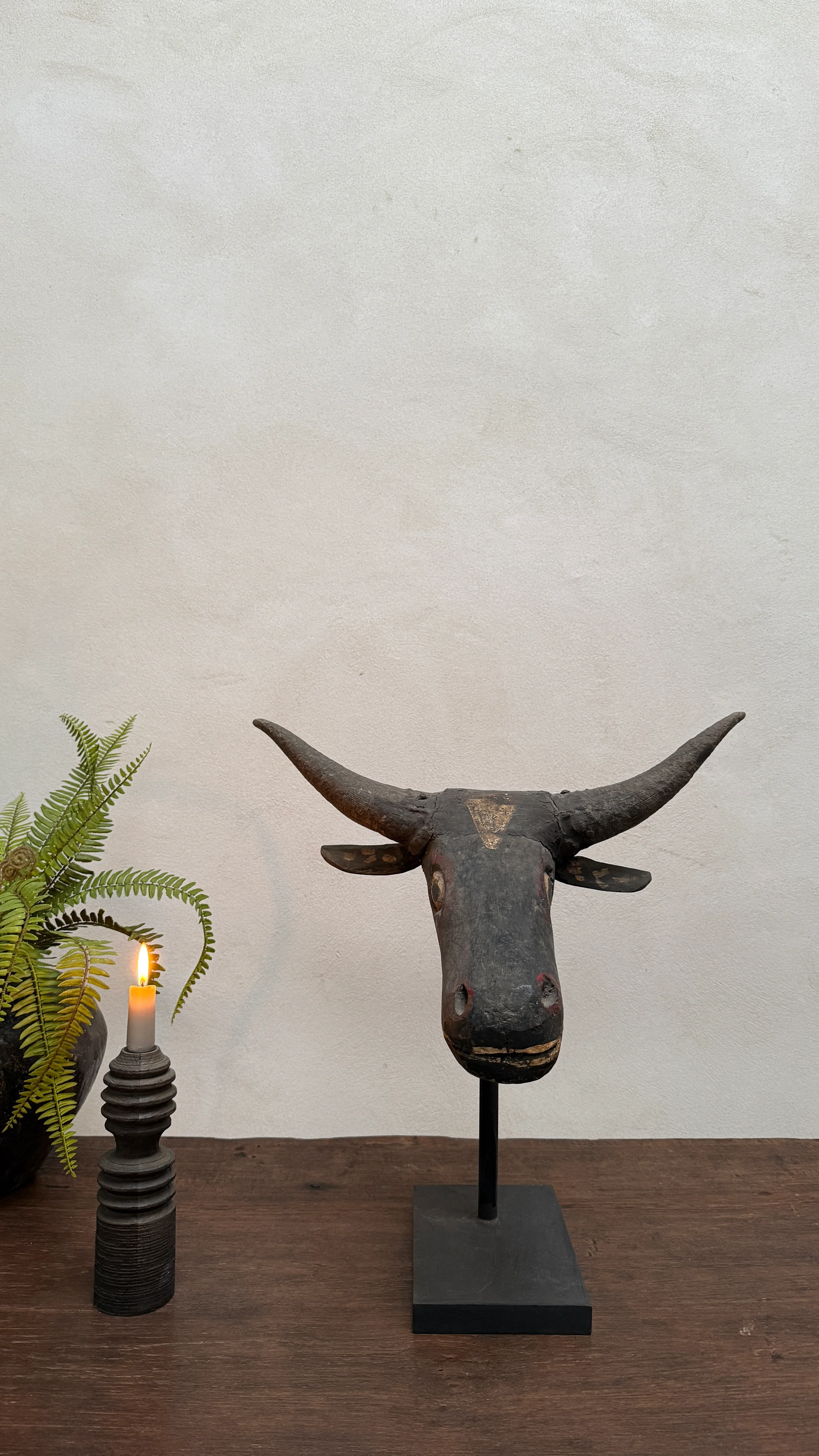 Antique Cow Head Sculpture - Image 9