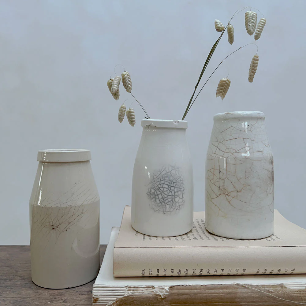 Antique Cream Pot Vase Medium - Image 3