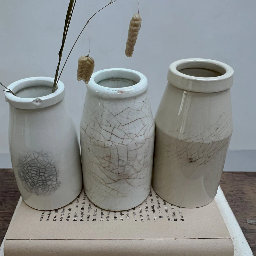 Antique Cream Pot Vase Medium - Image 5