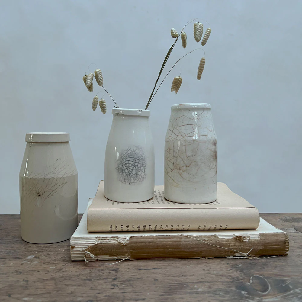 Antique Cream Pot Vase Medium - Image 6