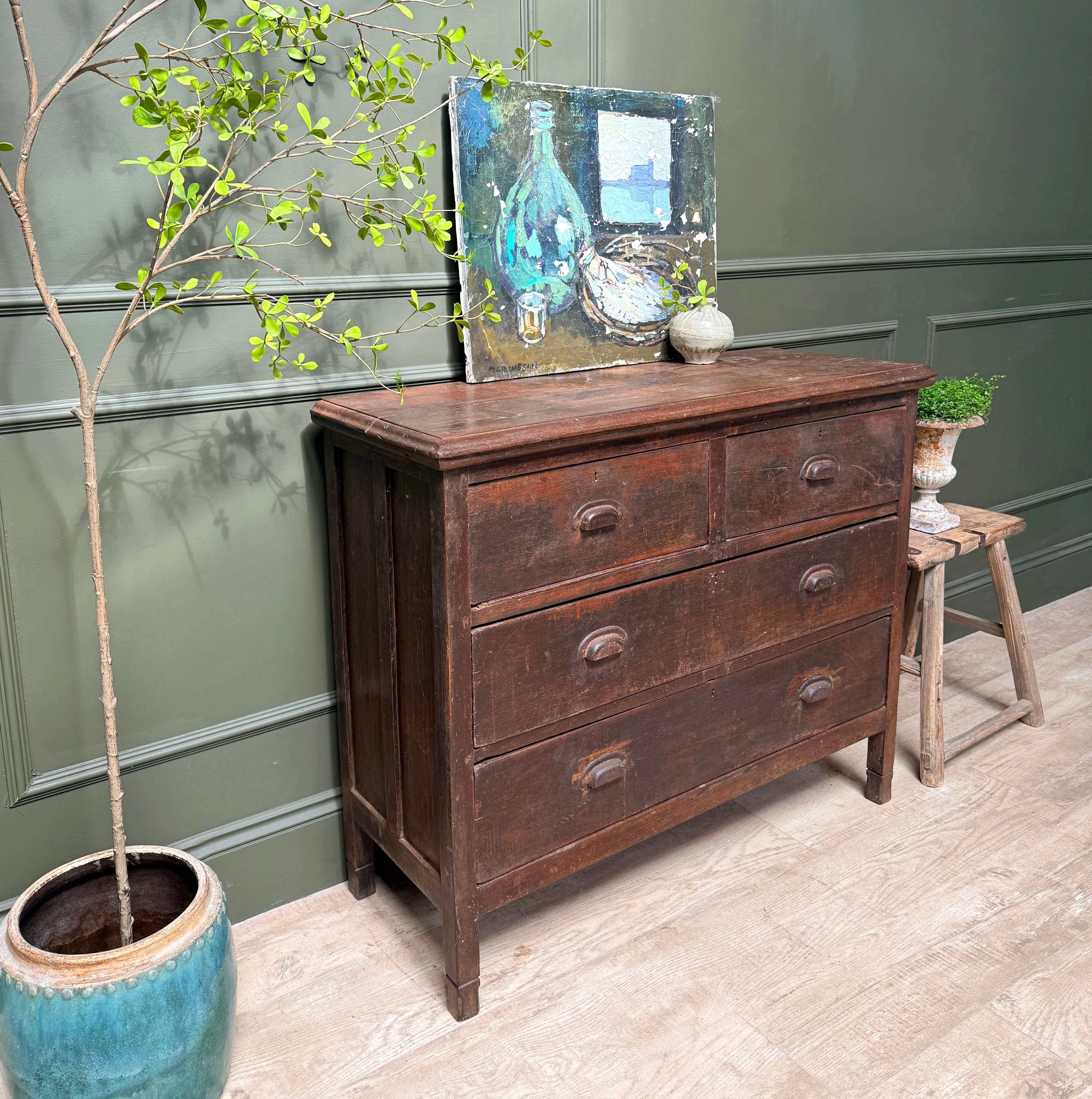 Antique Dark wood chest of drawers | Isobel - Image 2
