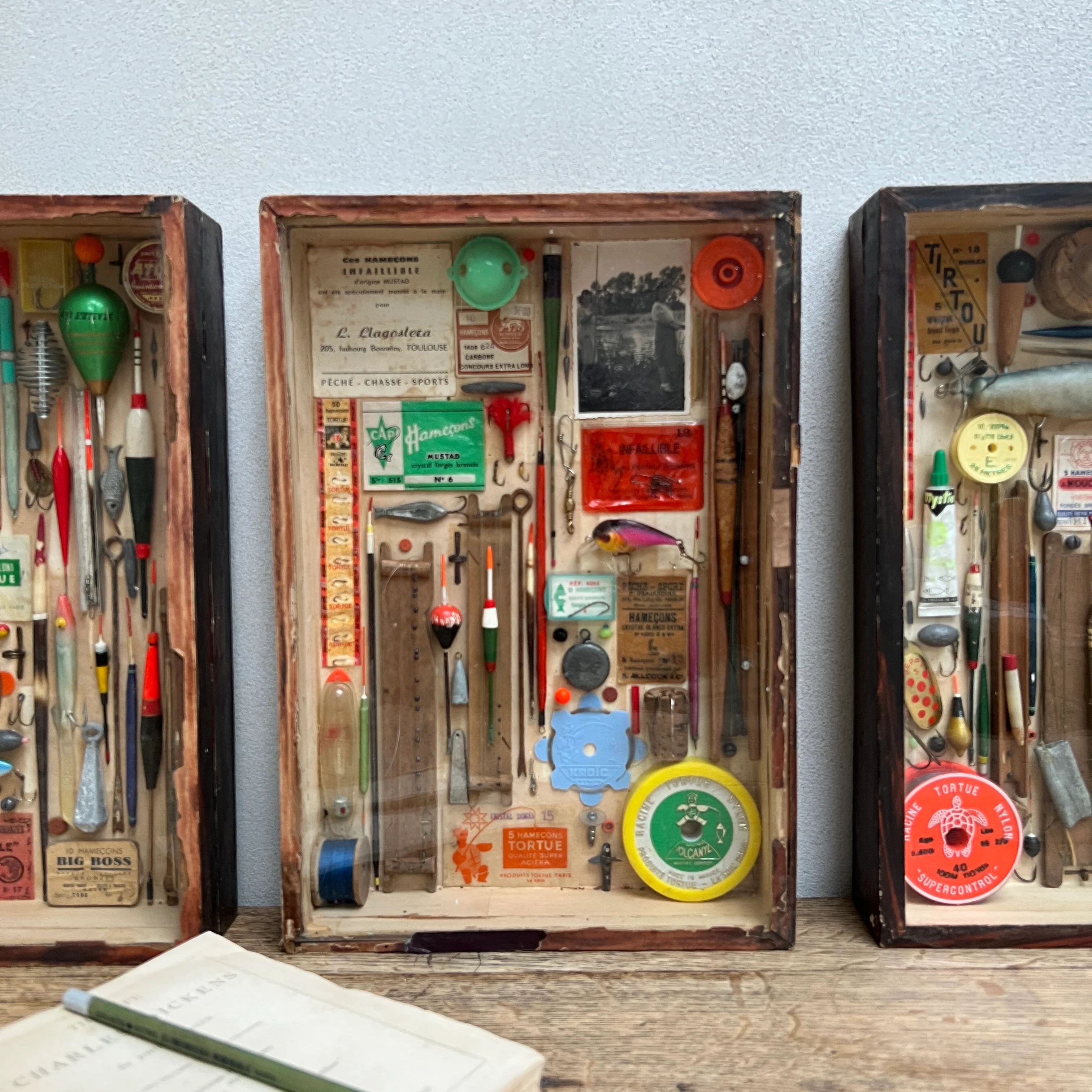 Antique Fishing Glass Display Drawers - Image 3