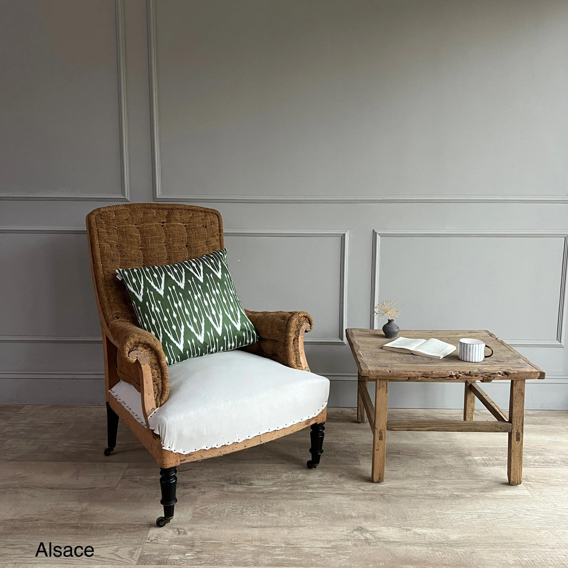 Antique French square back armchairs - Image 10