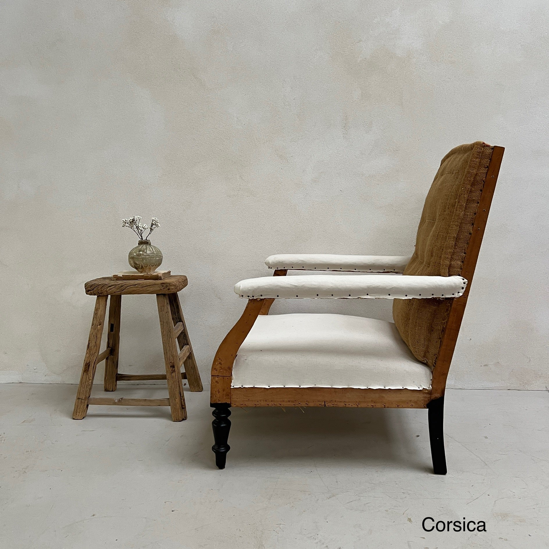 Antique French square back armchairs - Image 3