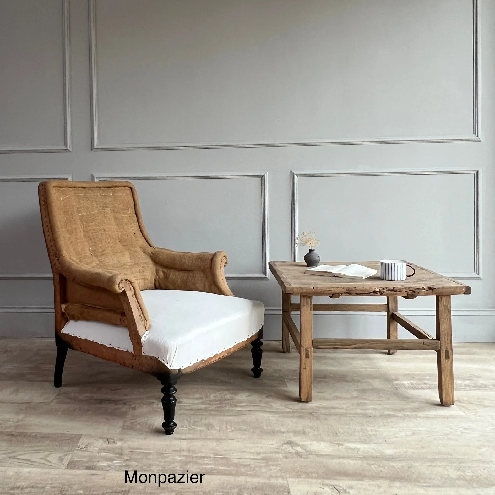 Antique French square back armchairs - Image 7