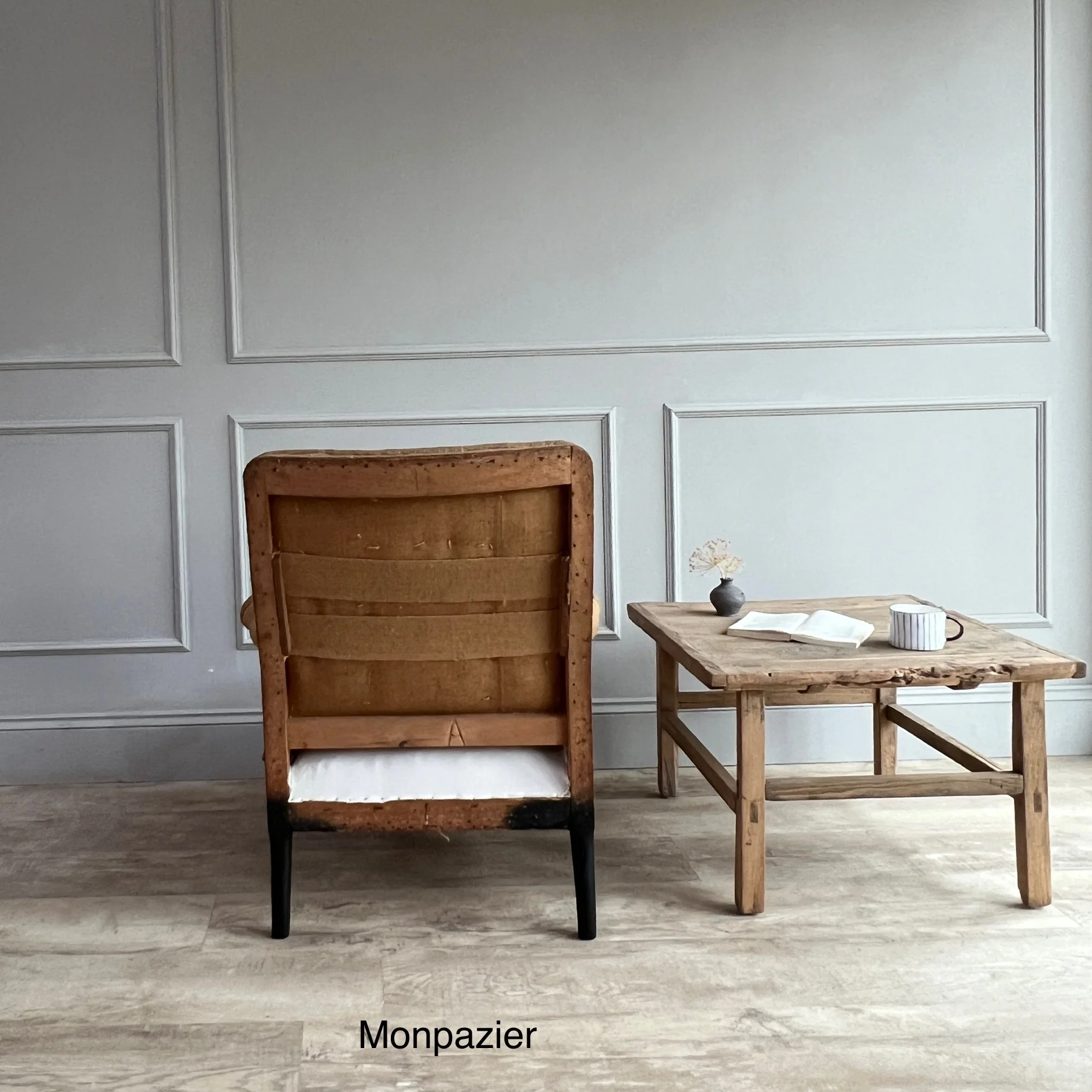 Antique French square back armchairs - Image 9