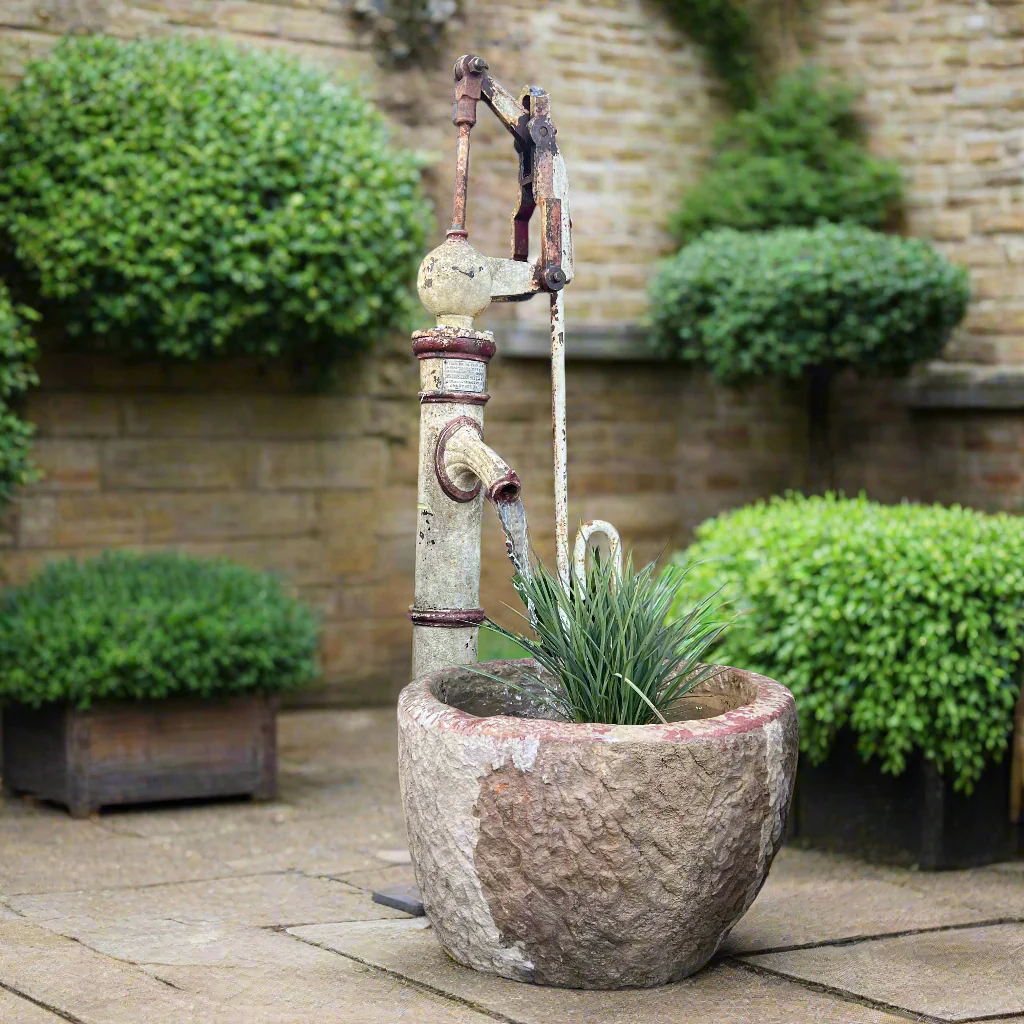 Antique French water feature - Pump and Stone Trough
