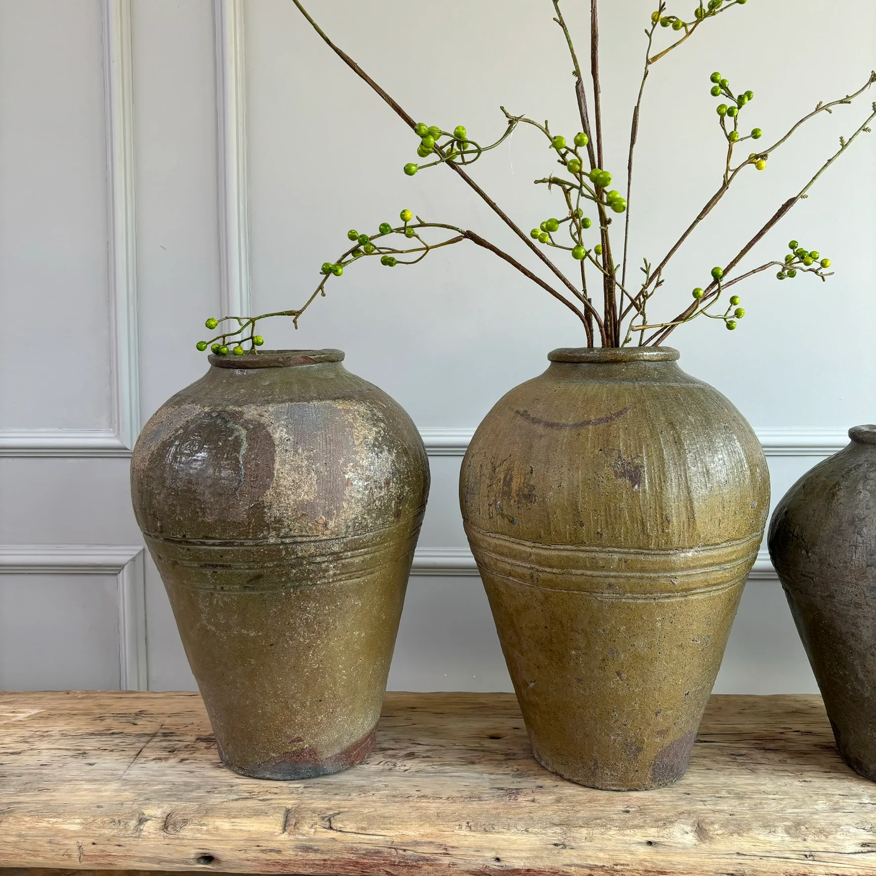 Antique Green Preserve Pots - Image 3