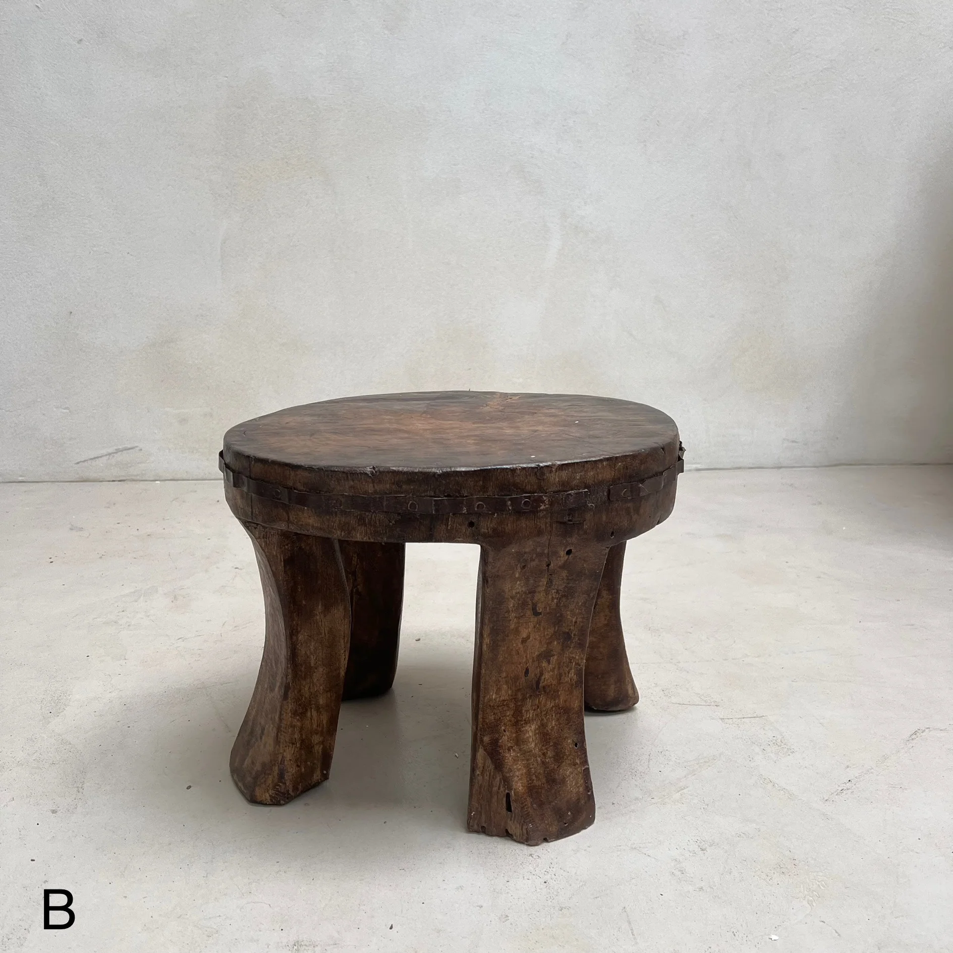 Antique Hand-carved Dark Wood Stools - Image 5