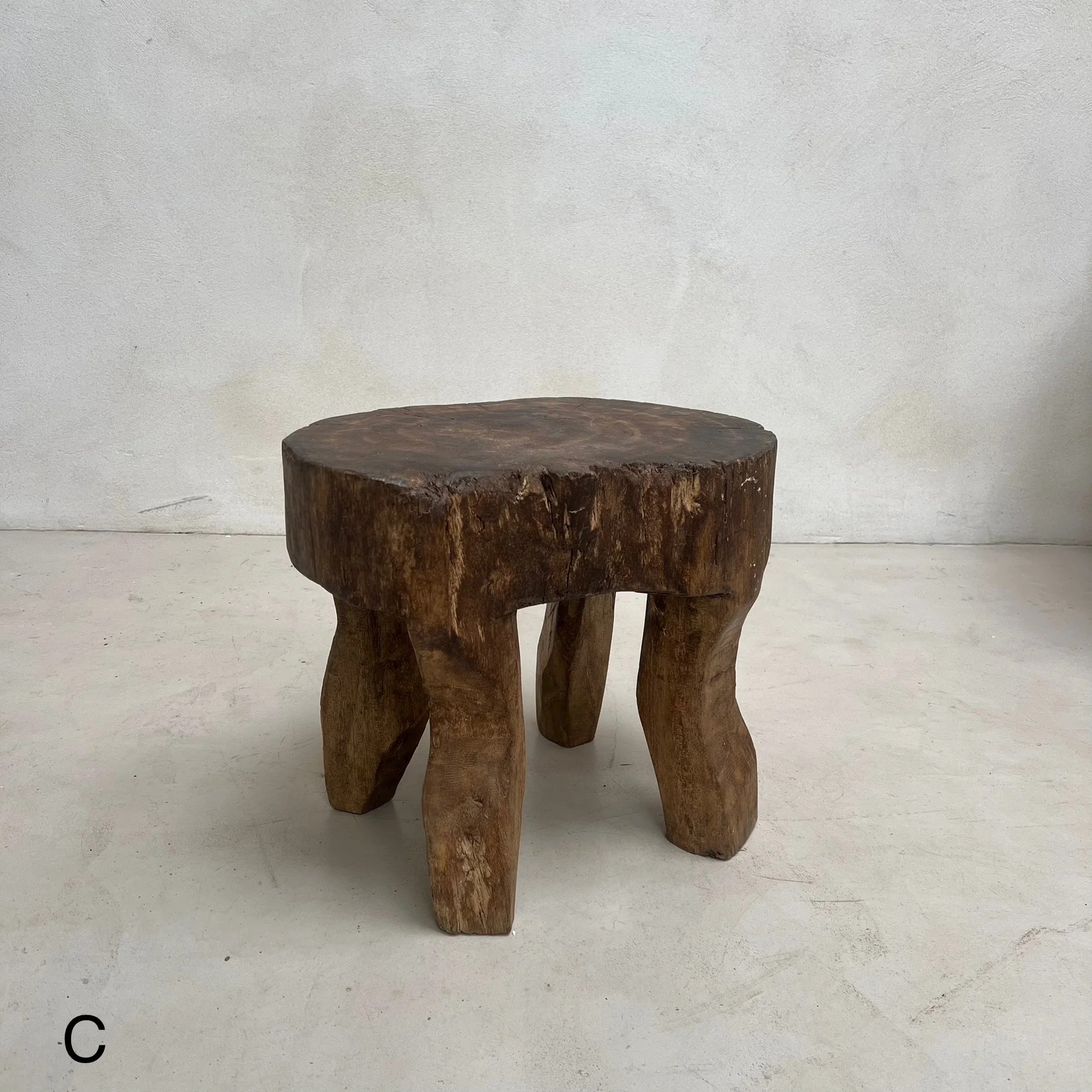 Antique Hand-carved Dark Wood Stools - Image 7