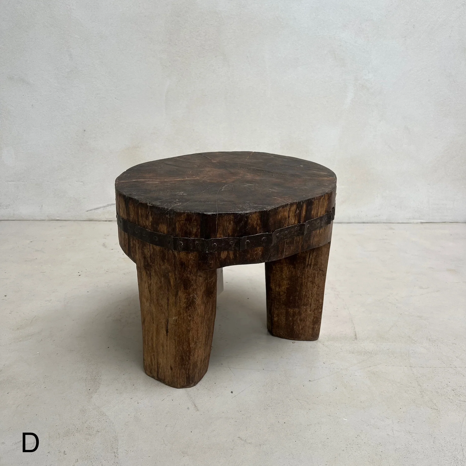 Antique Hand-carved Dark Wood Stools - Image 9