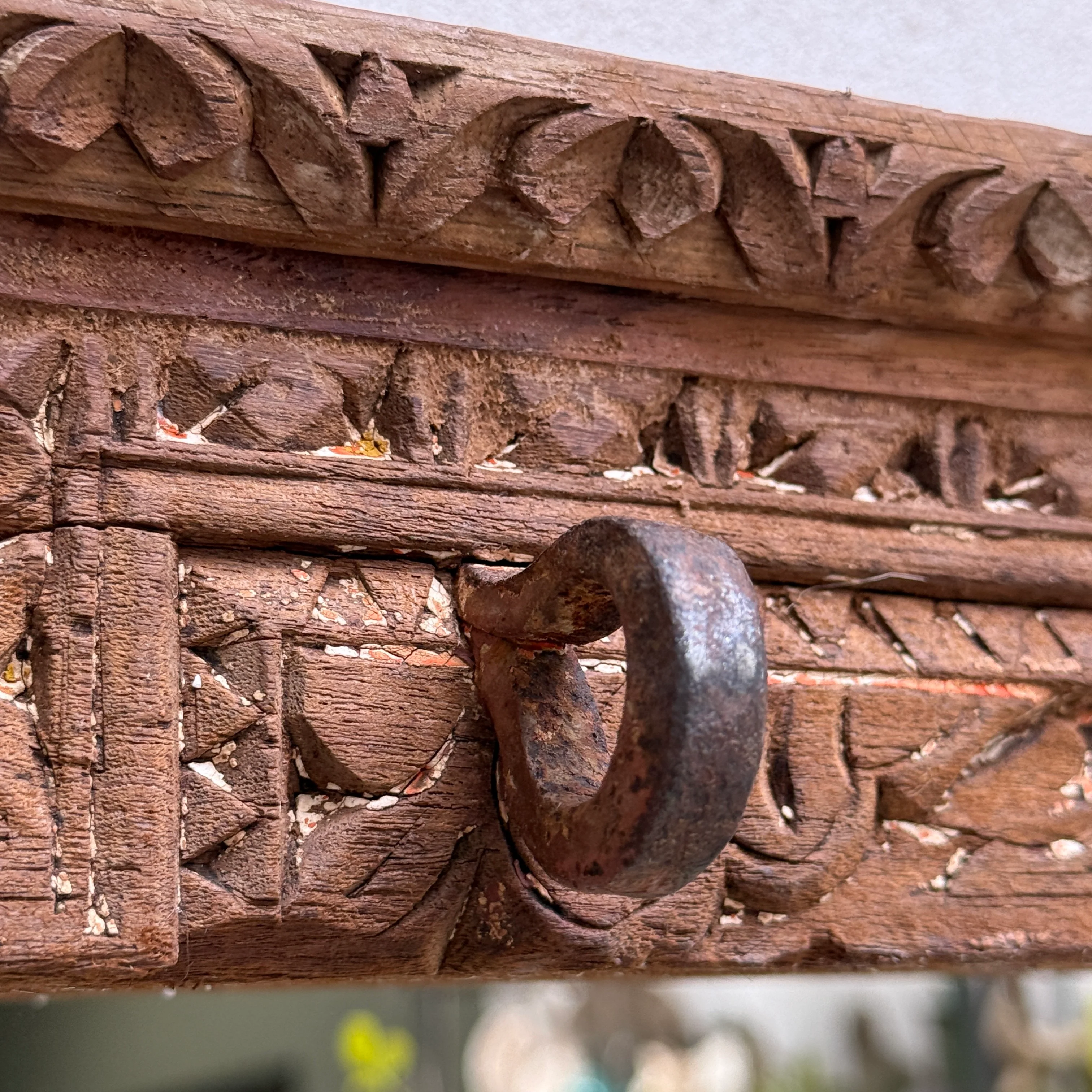 Antique Rustic Hand-Carved Wooden Full Length Mirror - Image 12