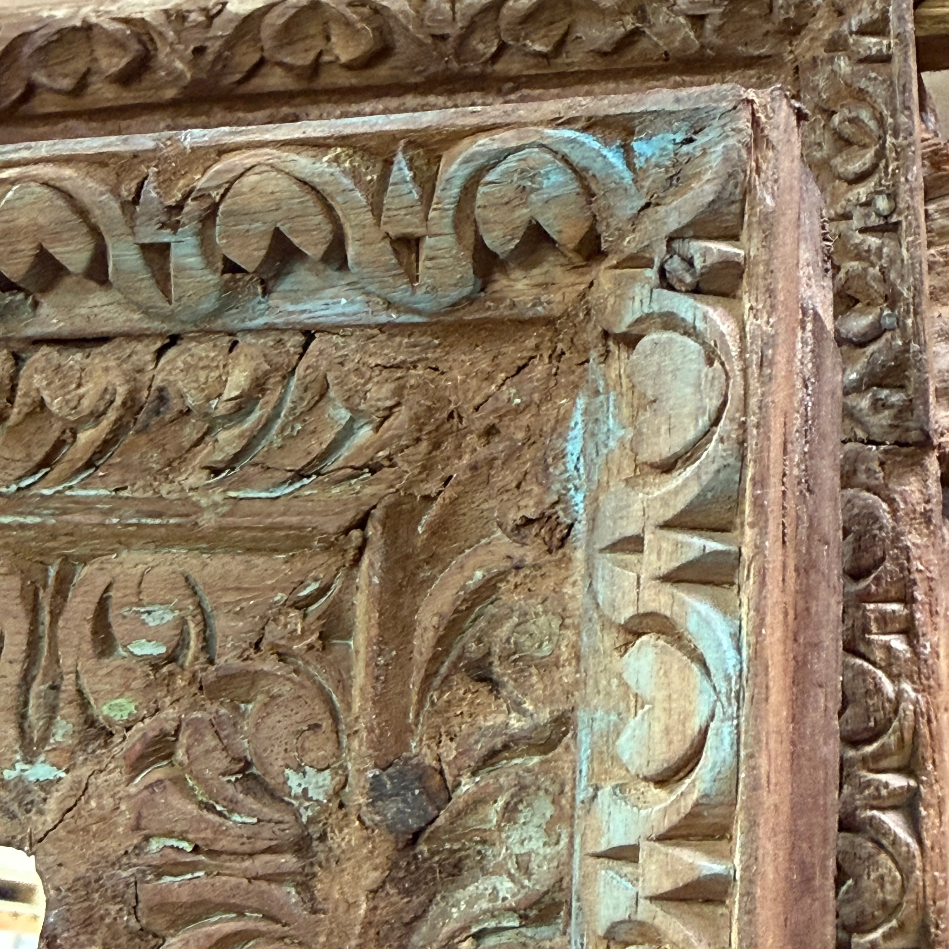 Antique Rustic Hand-Carved Wooden Full Length Mirror - Image 17