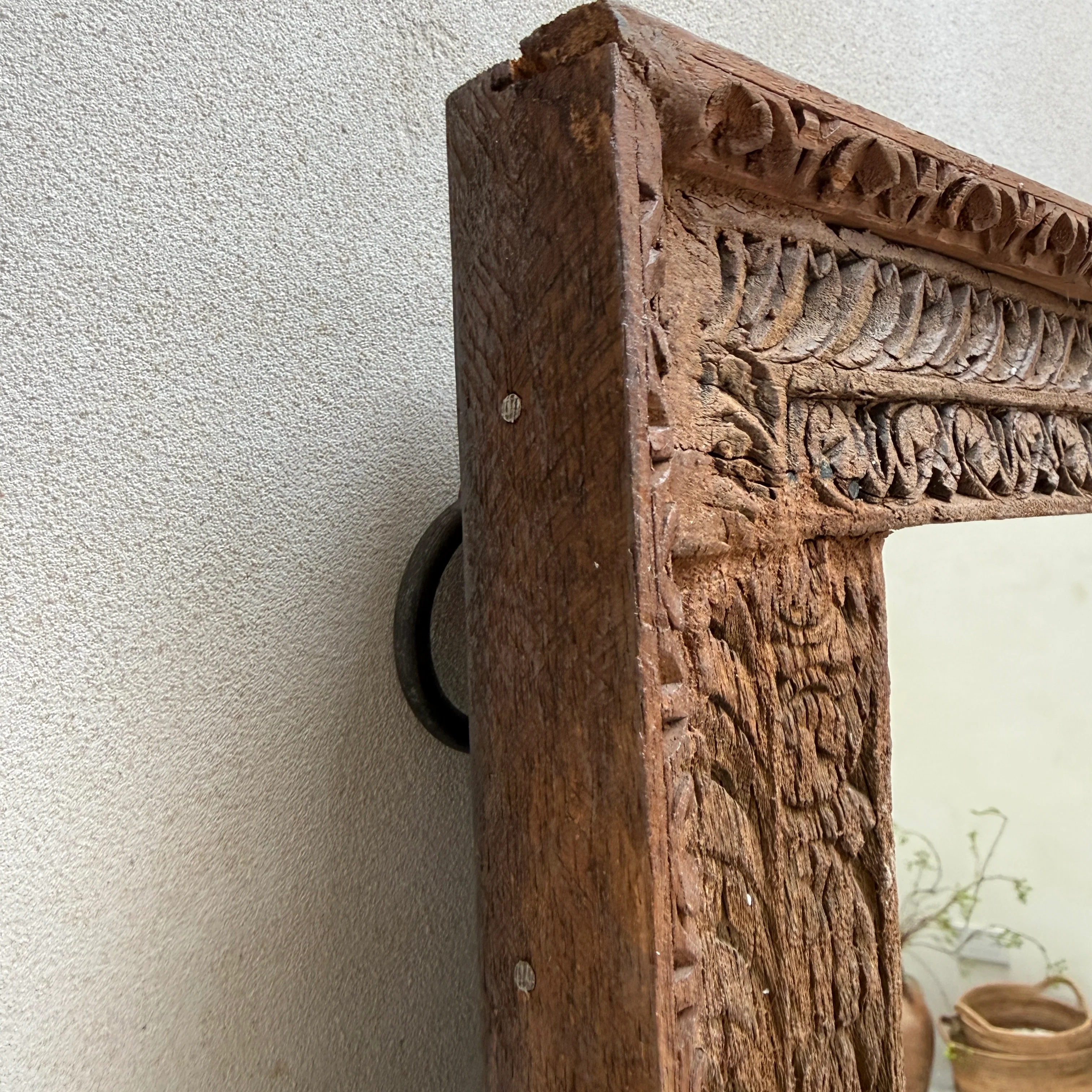 Antique Rustic Hand-Carved Wooden Full Length Mirror - Image 19