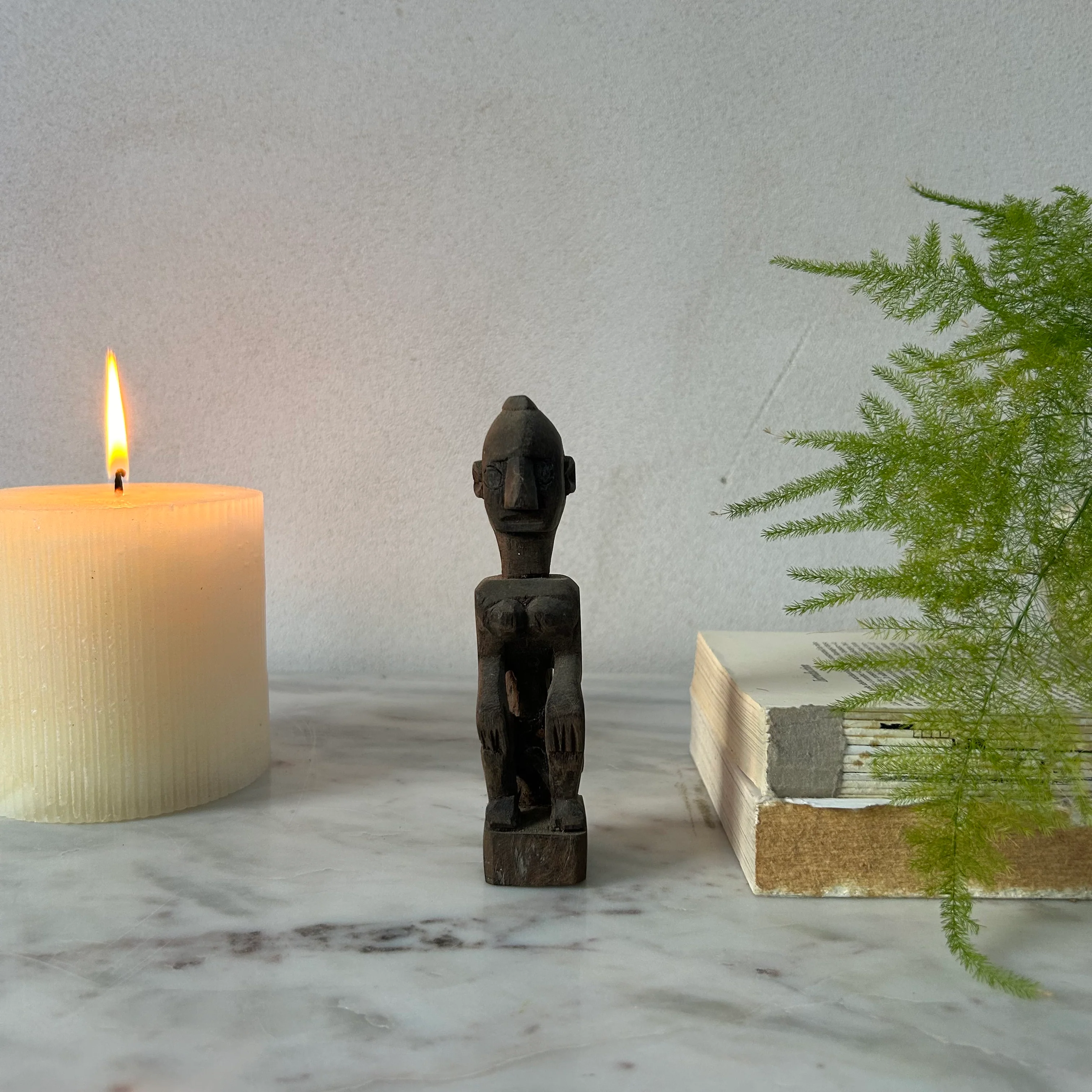 Antique  Hand Carved Wooden Statue Mani - Image 3