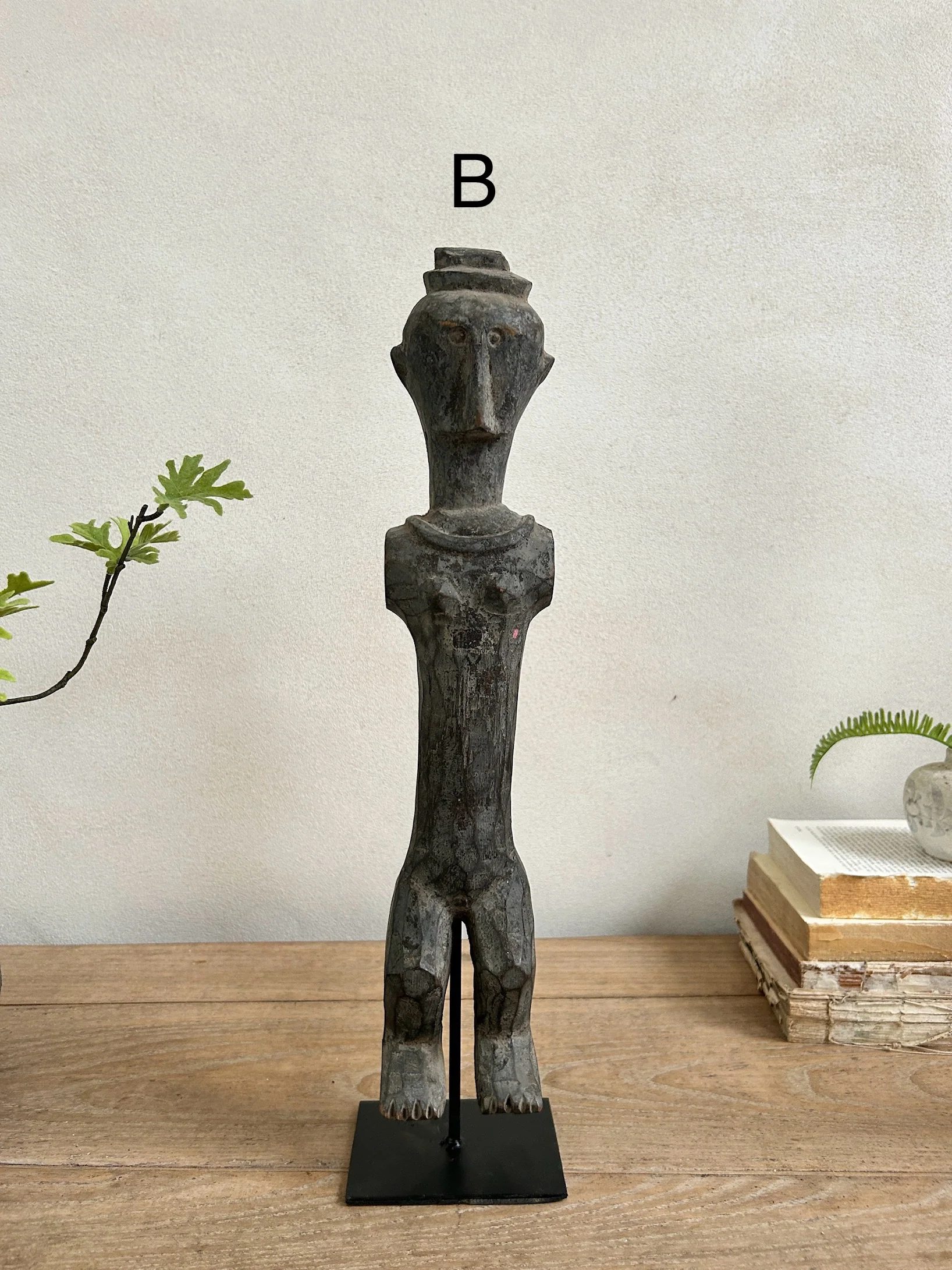 Antique hand-carved wooden statues on stand | Wira - Image 6