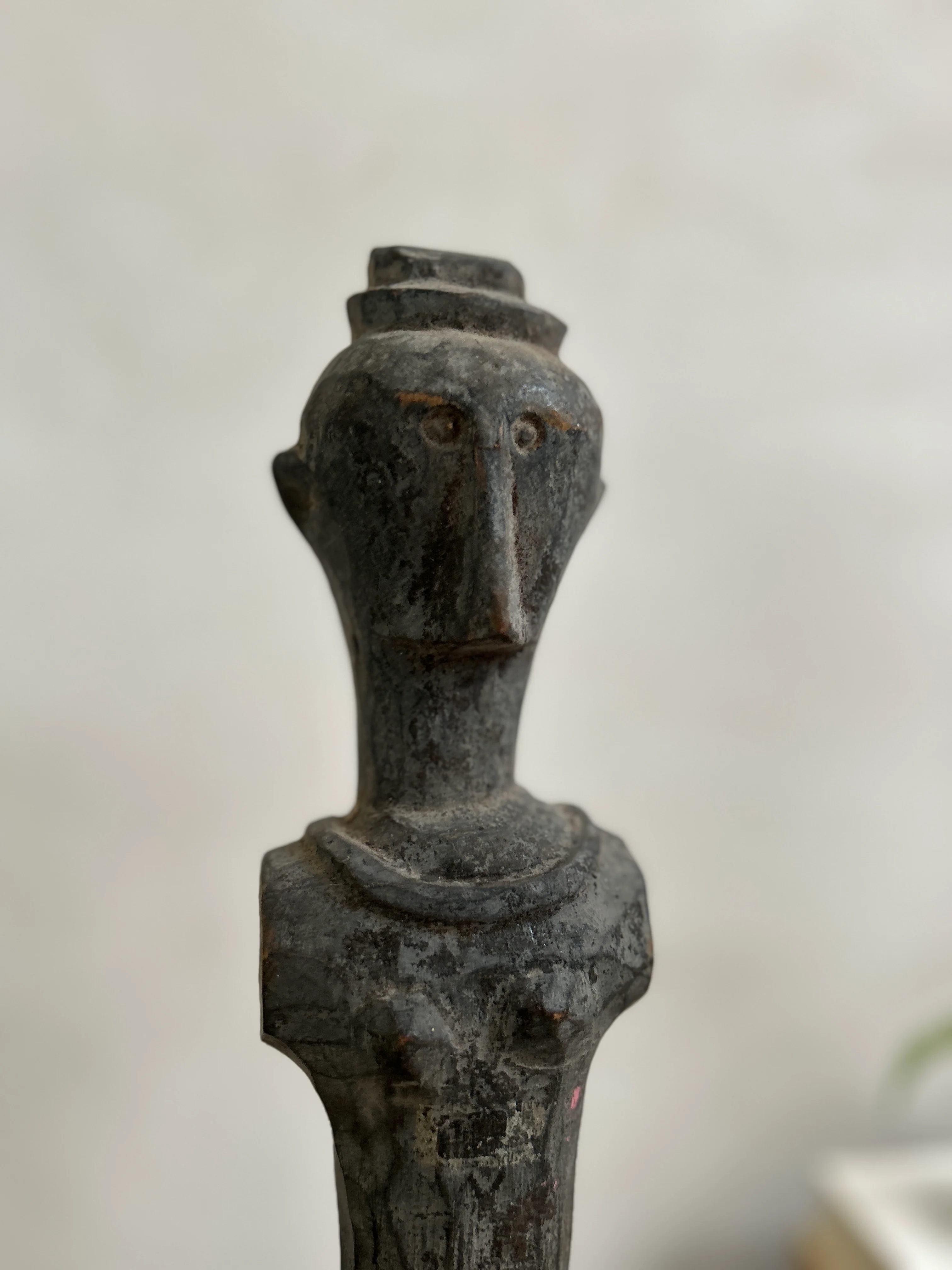 Antique hand-carved wooden statues on stand | Wira - Image 8