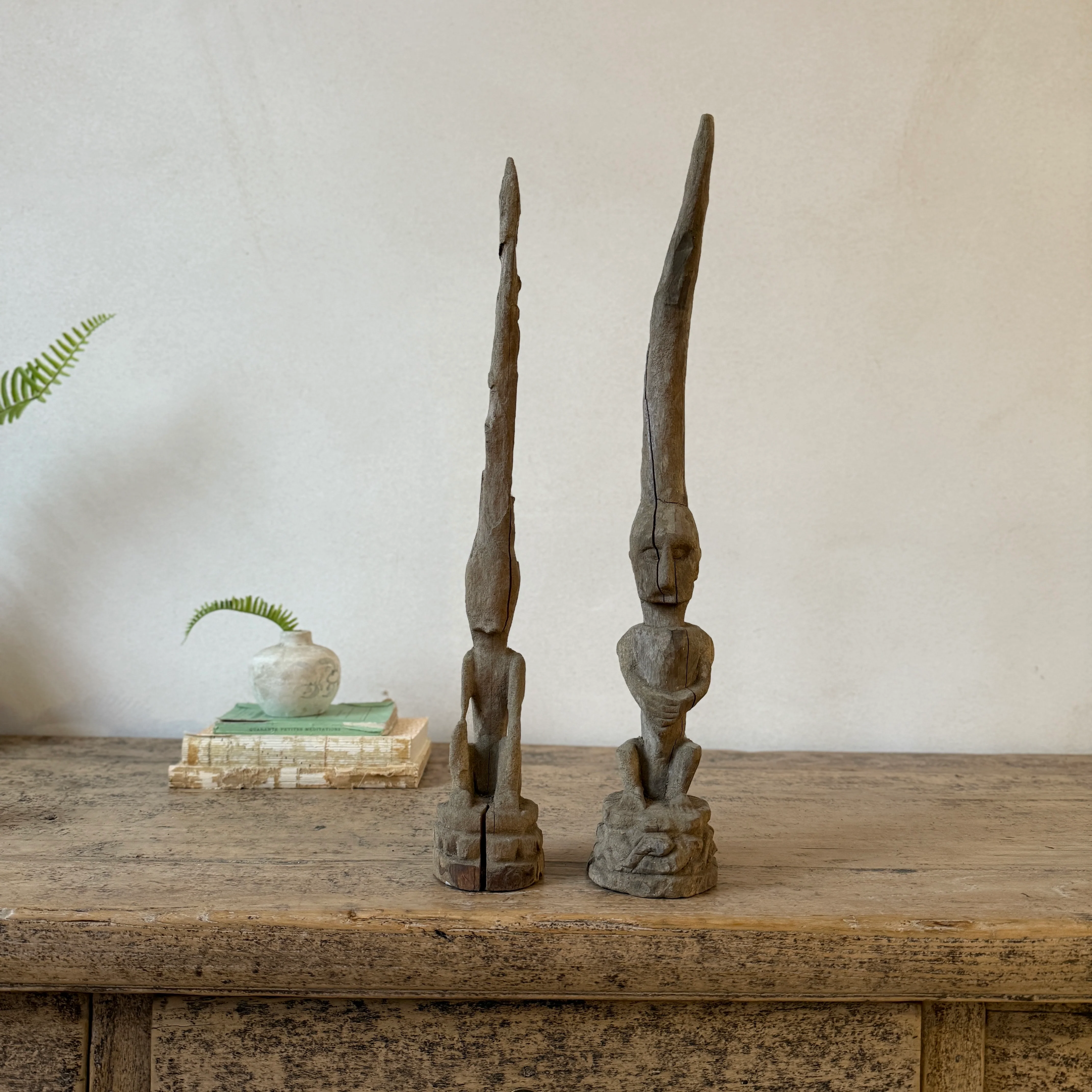 Antique Hand - Carved Wooden tribal head sculpture | Cayha - Image 5
