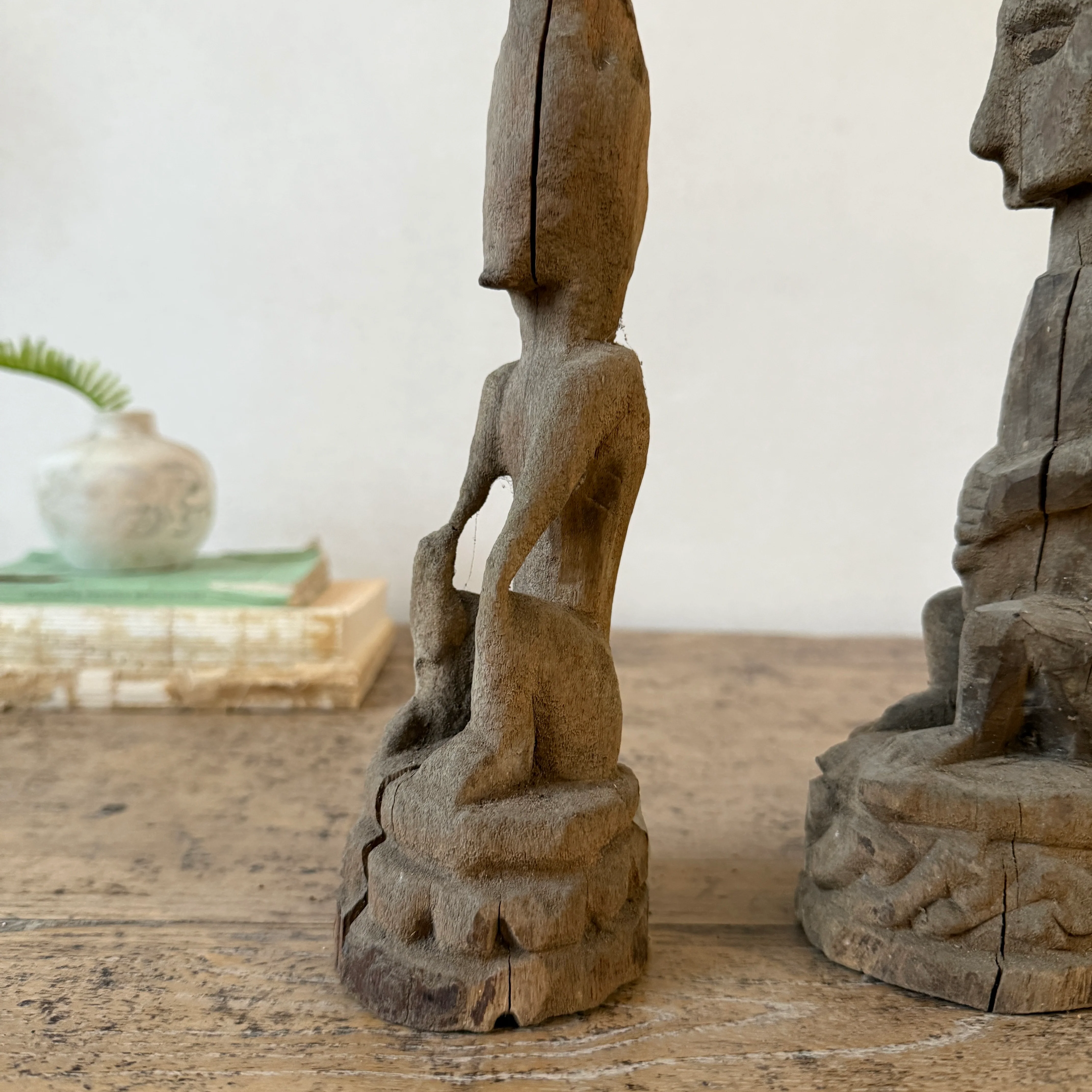 Antique Hand - Carved Wooden tribal head sculpture | Cayha - Image 7