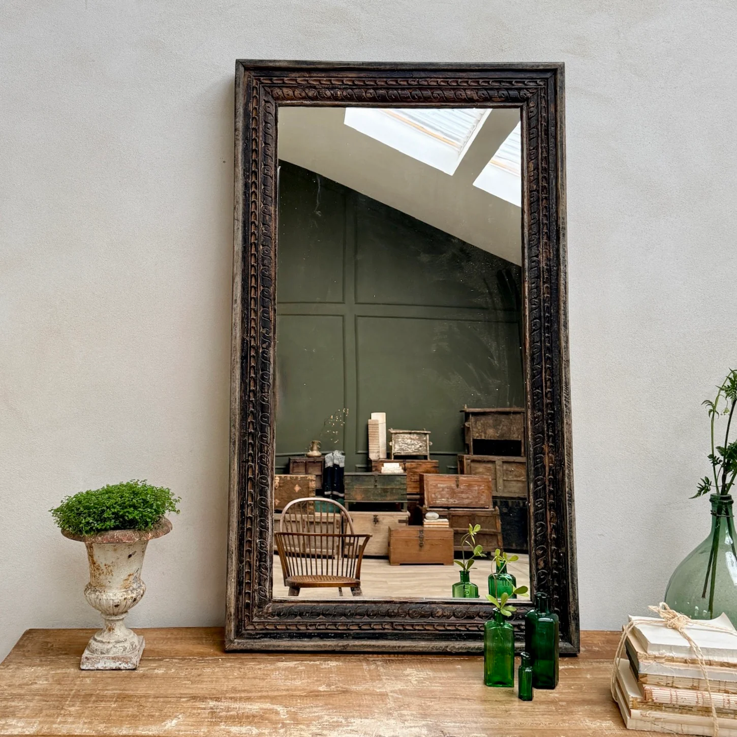 Antique Hand-Carved Wooden Wall Mirror | Ada