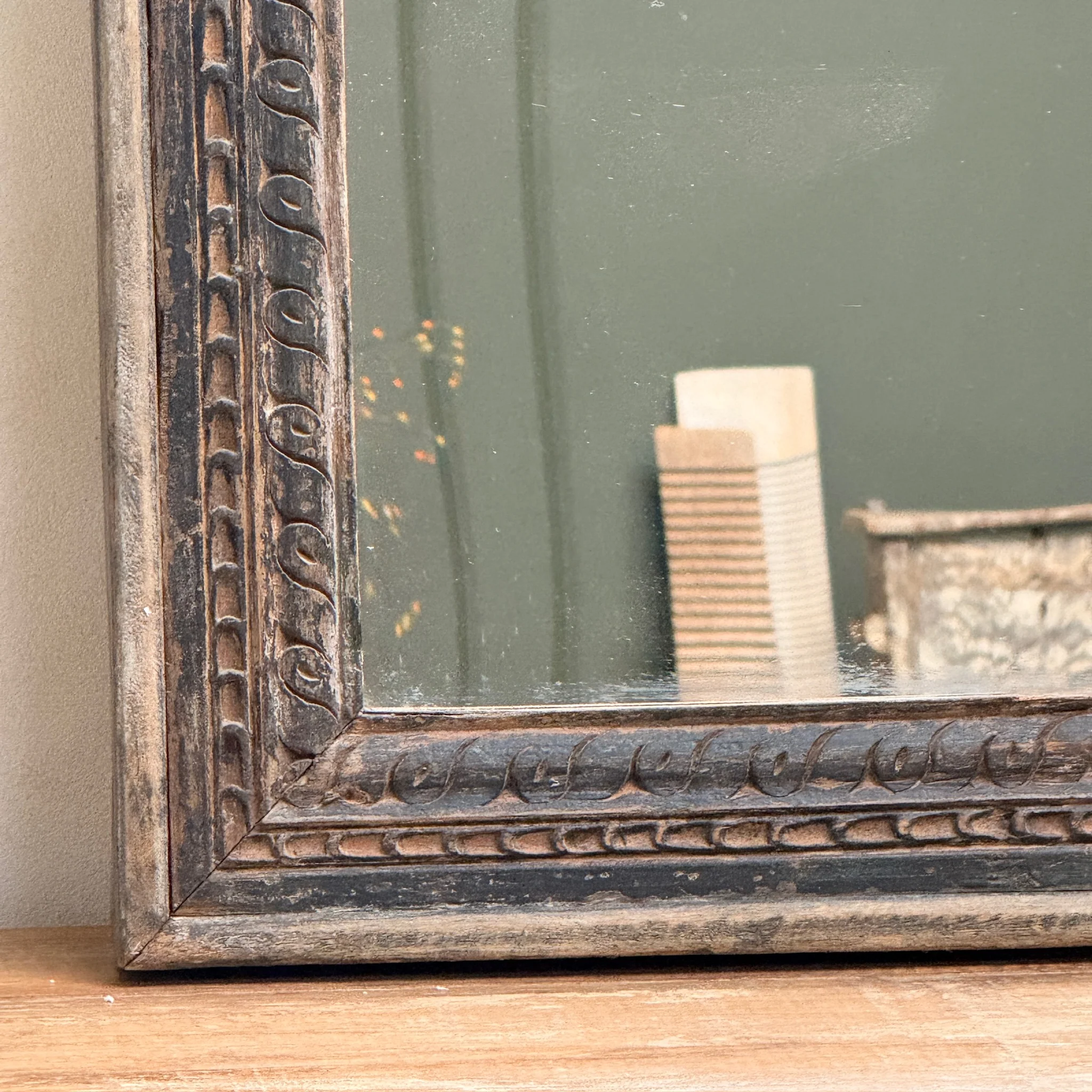 Antique Hand-Carved Wooden Wall Mirror | Ada - Image 3