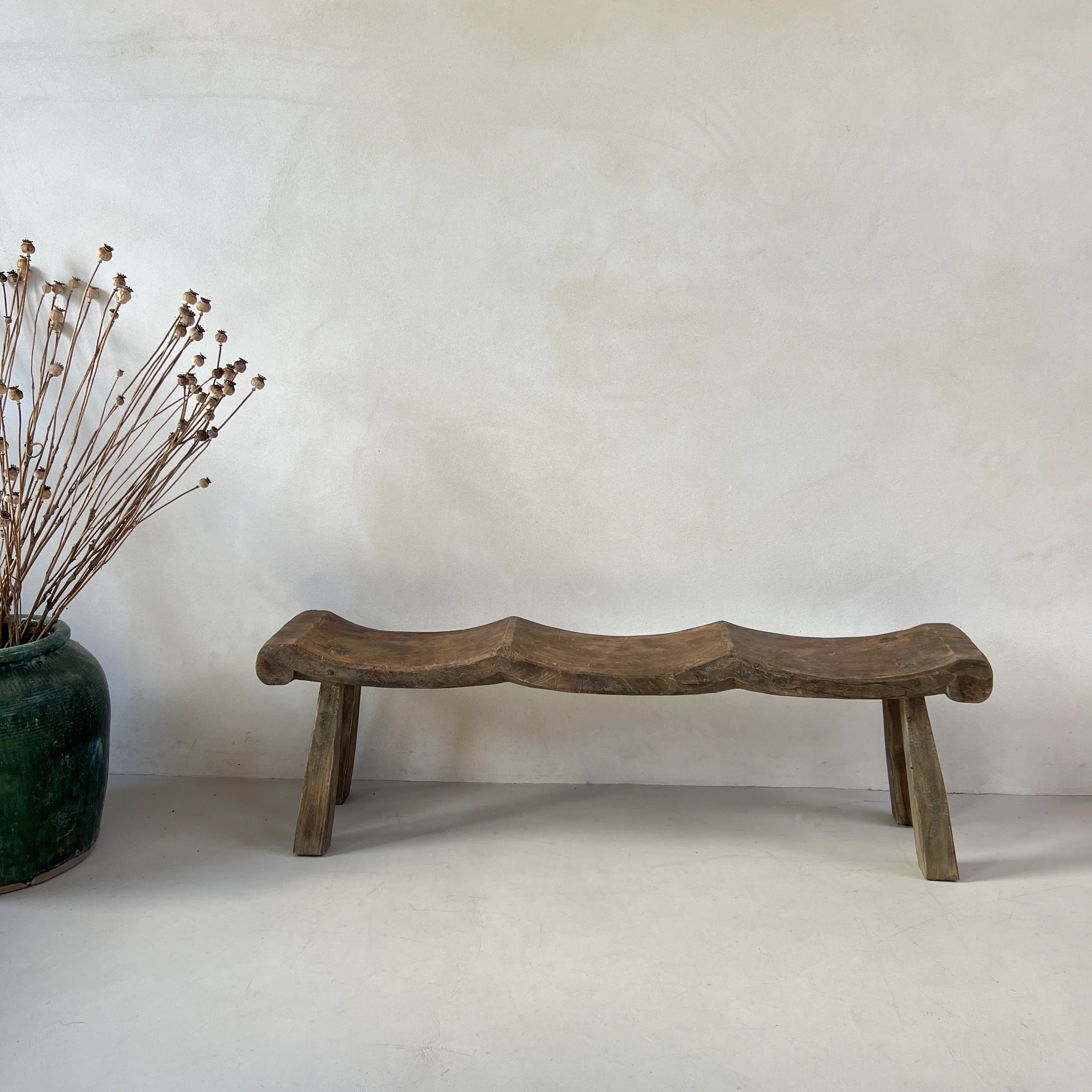 Antique Handcarved Curved Bench | Three seats - Image 3
