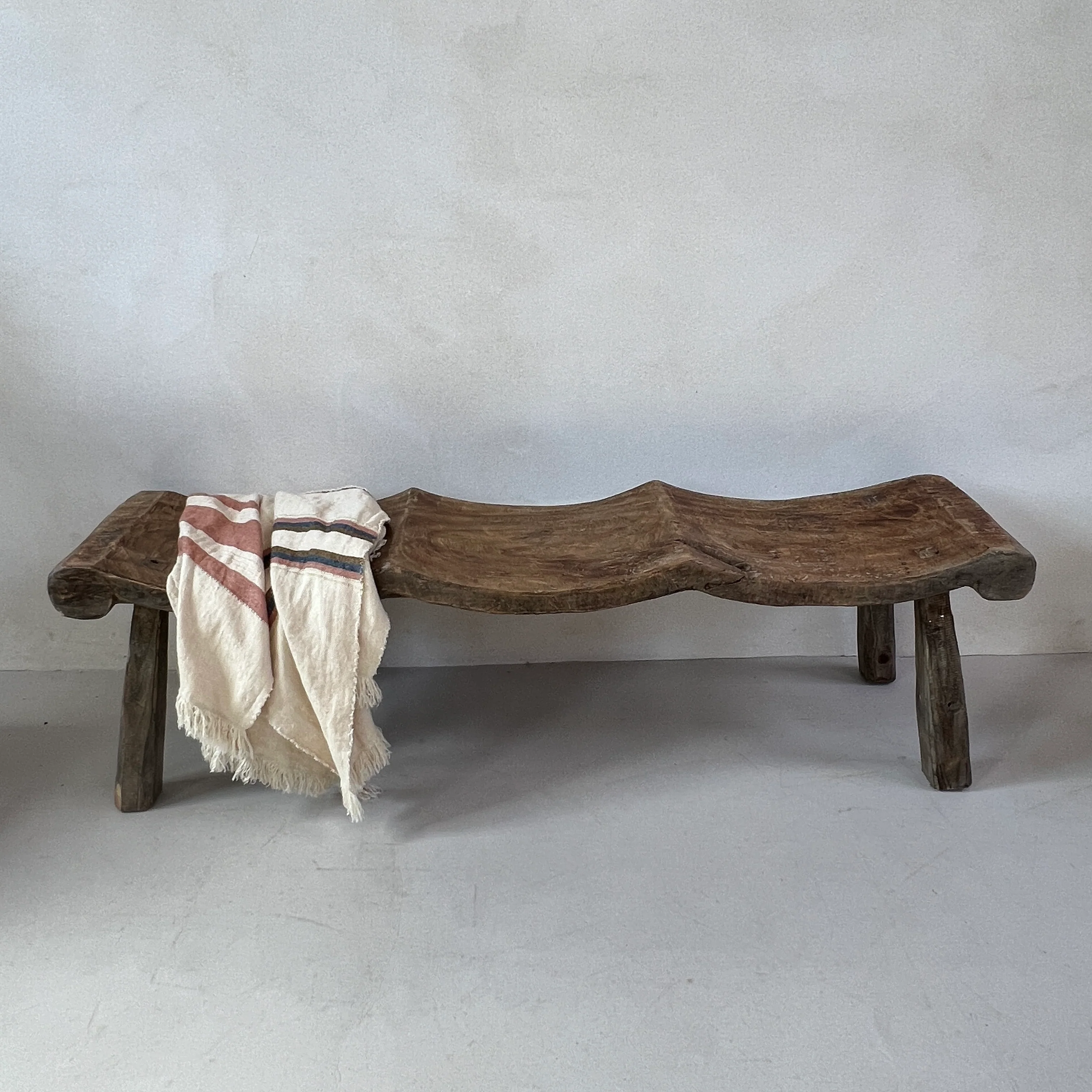 Antique Handcarved Curved Bench | Three seats - Image 5