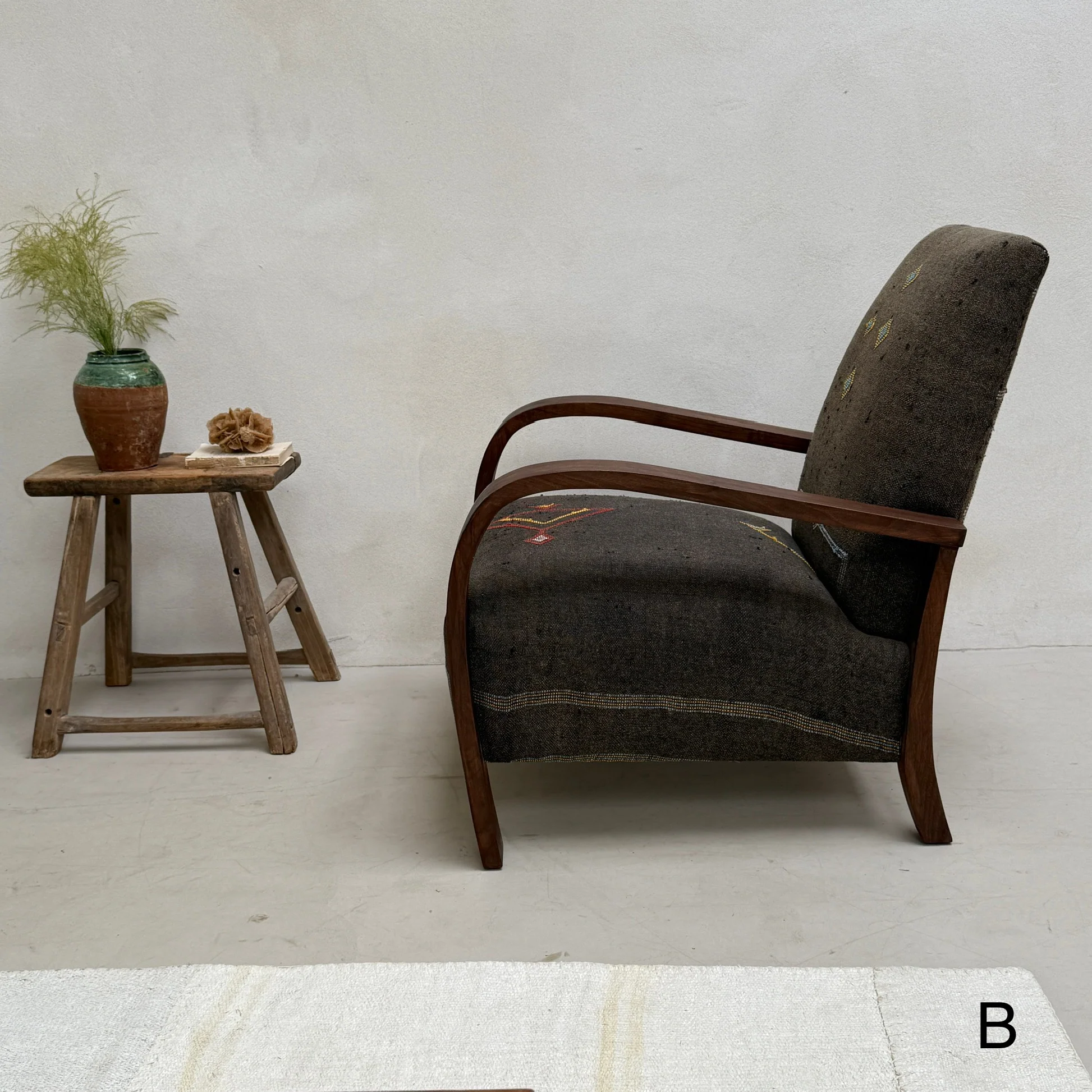 Antique Handwoven Kilim Armchair - Image 10