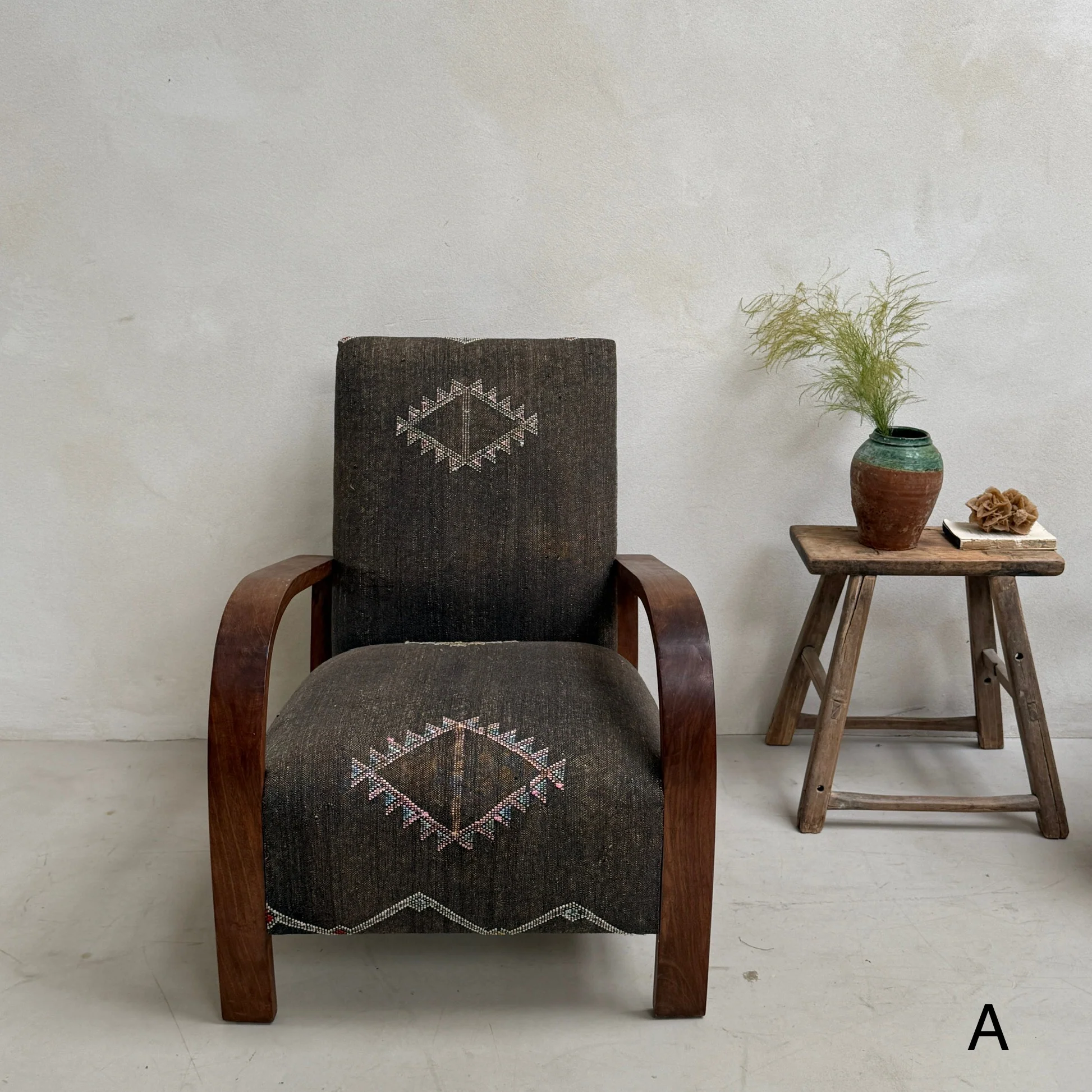 Antique Handwoven Kilim Armchair - Image 2
