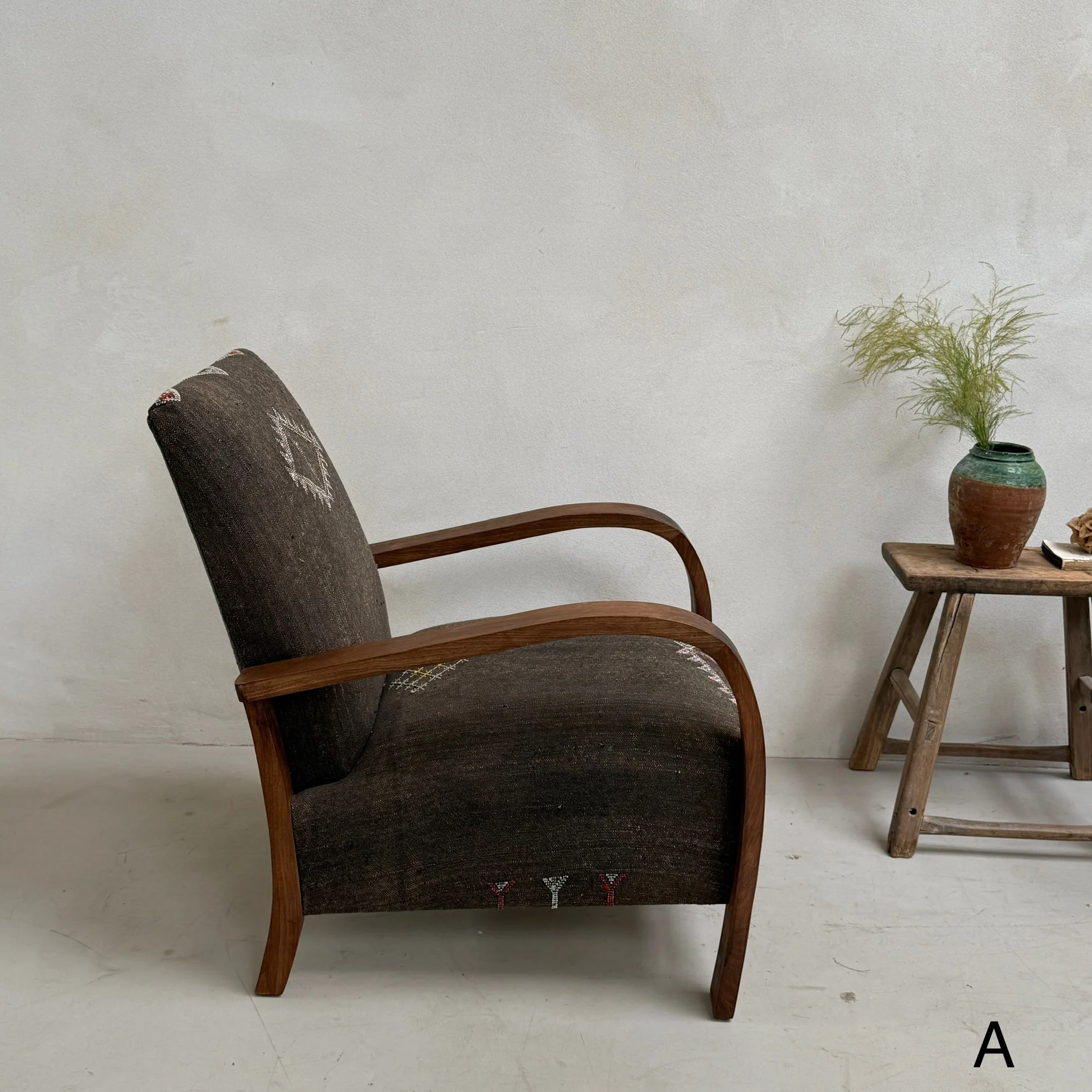 Antique Handwoven Kilim Armchair - Image 4
