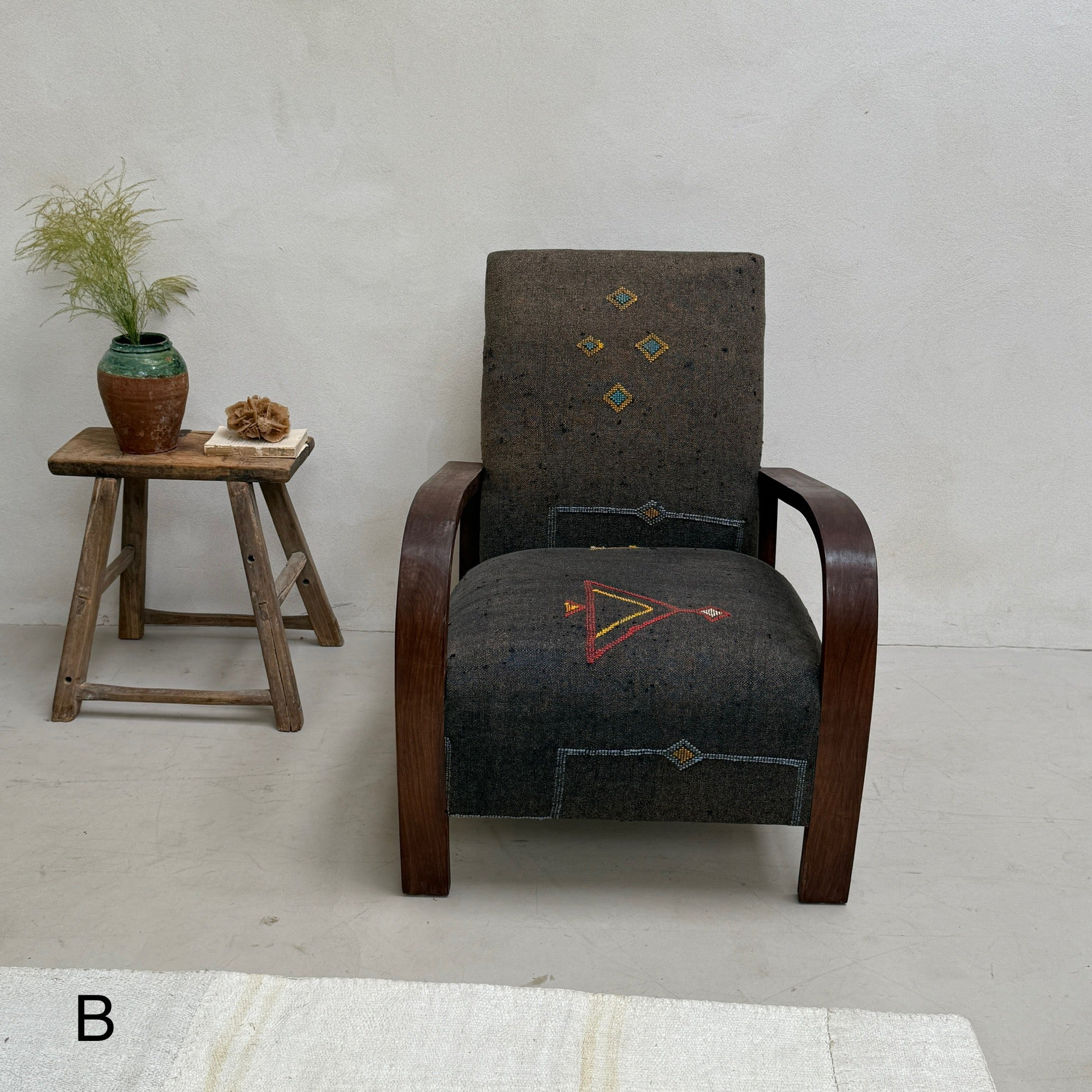 Antique Handwoven Kilim Armchair - Image 8