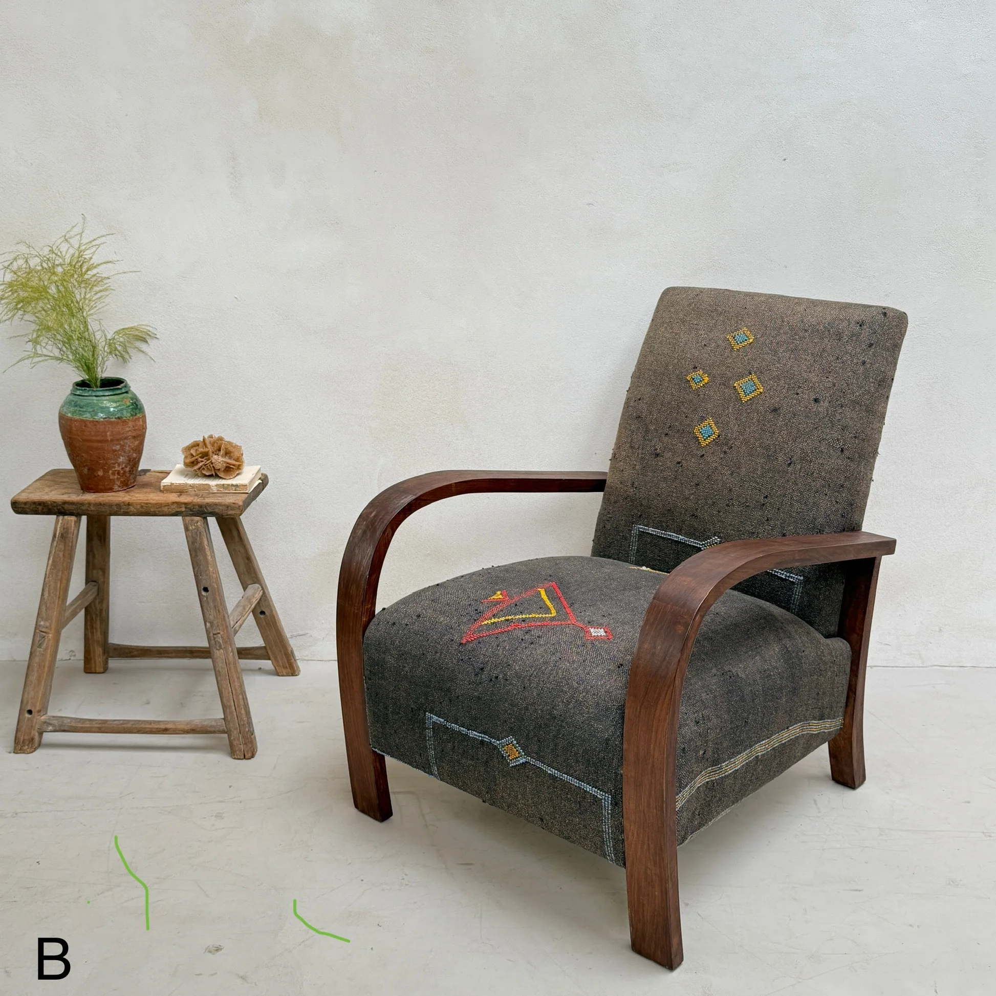 Antique Handwoven Kilim Armchair - Image 9