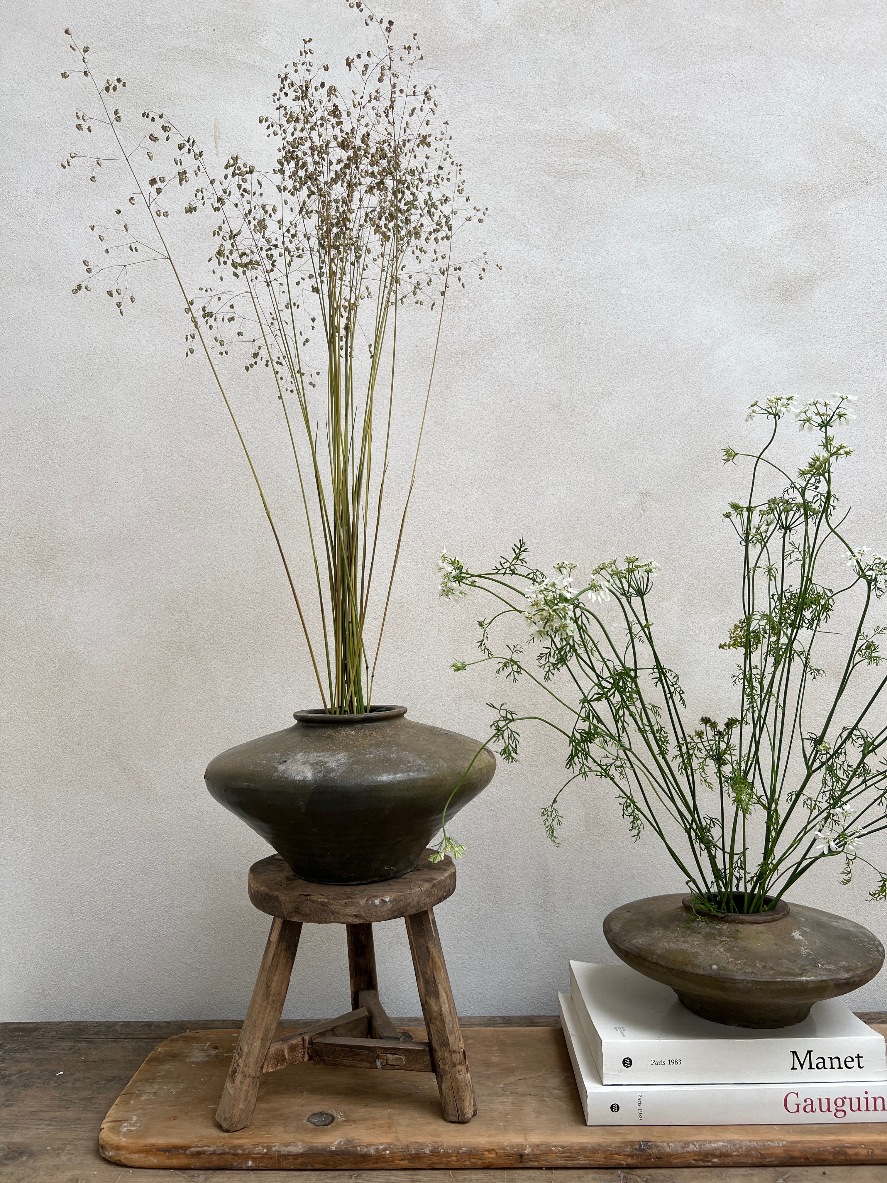 Antique Ikebana low vase | Green - Image 9