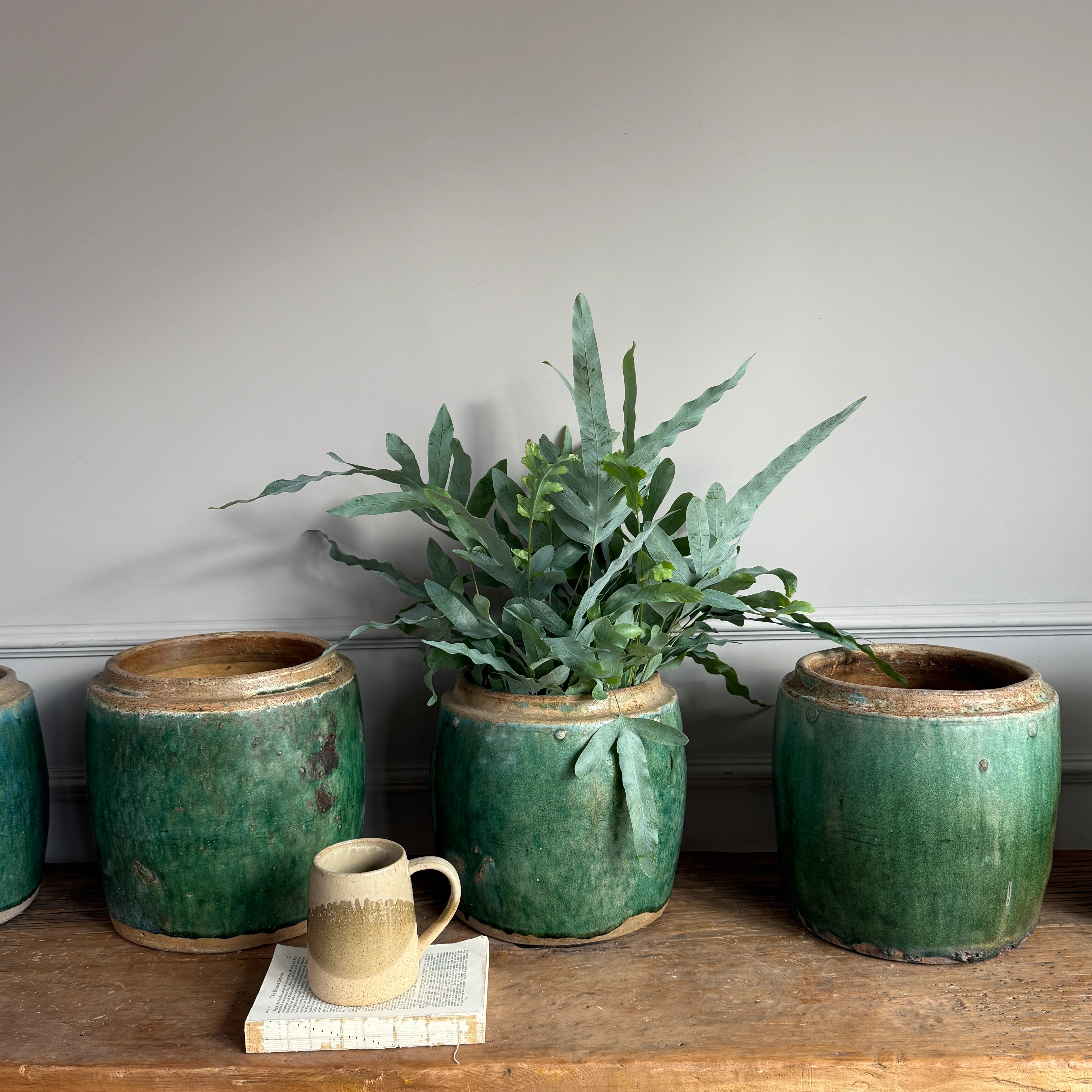 Antique jade coloured rice pot Small - Image 16