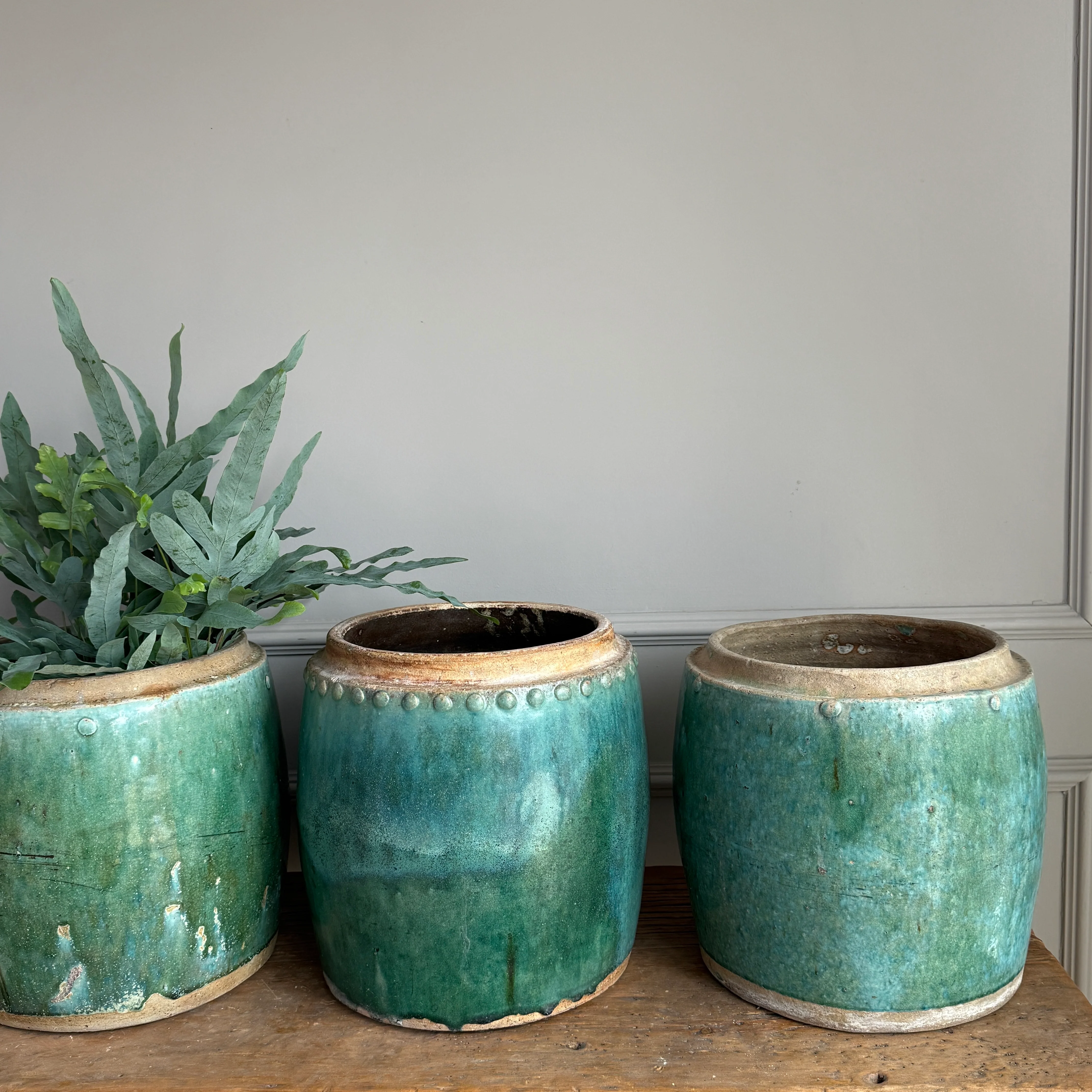 Antique jade coloured rice pot Large - Image 3