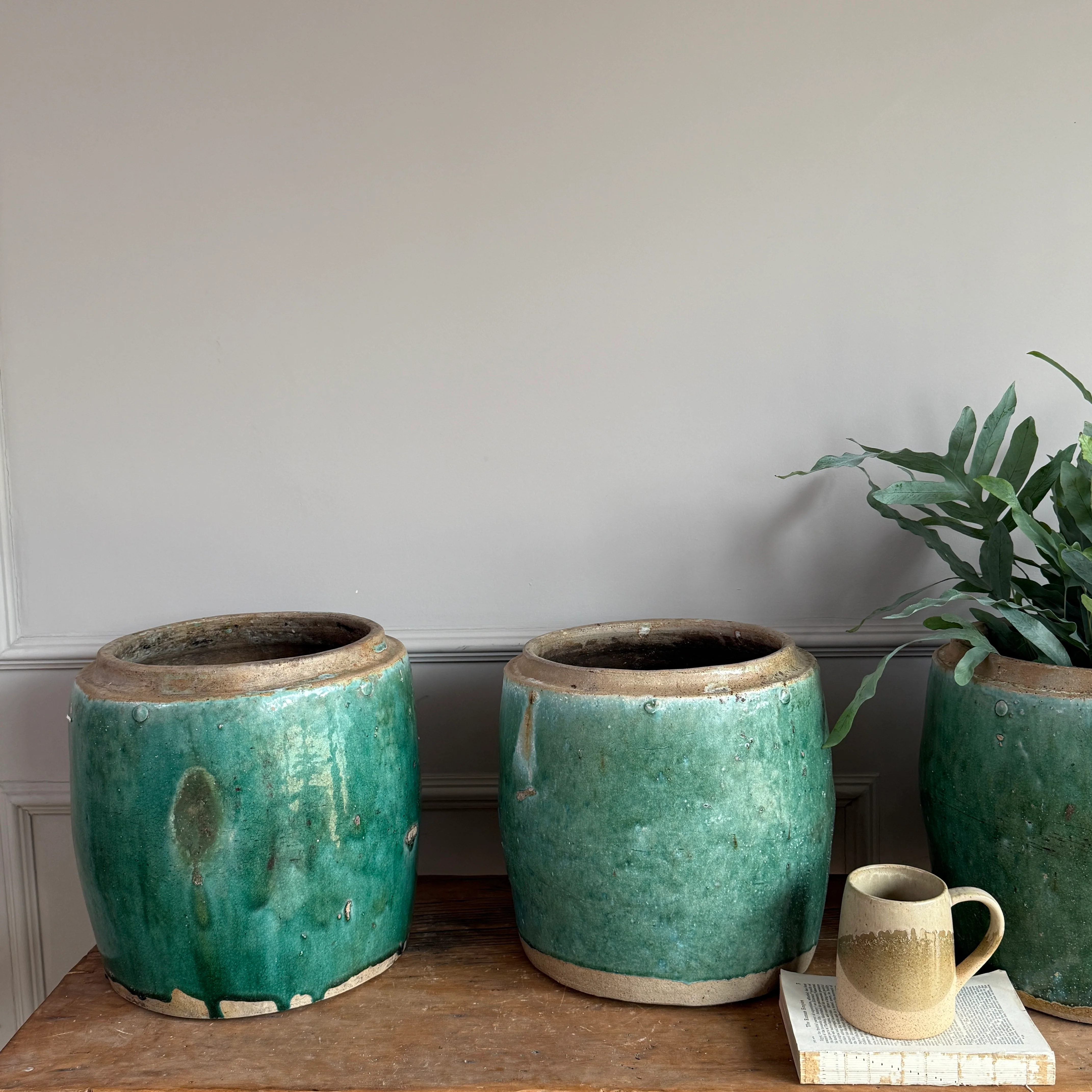 Antique jade coloured rice pot Large - Image 4