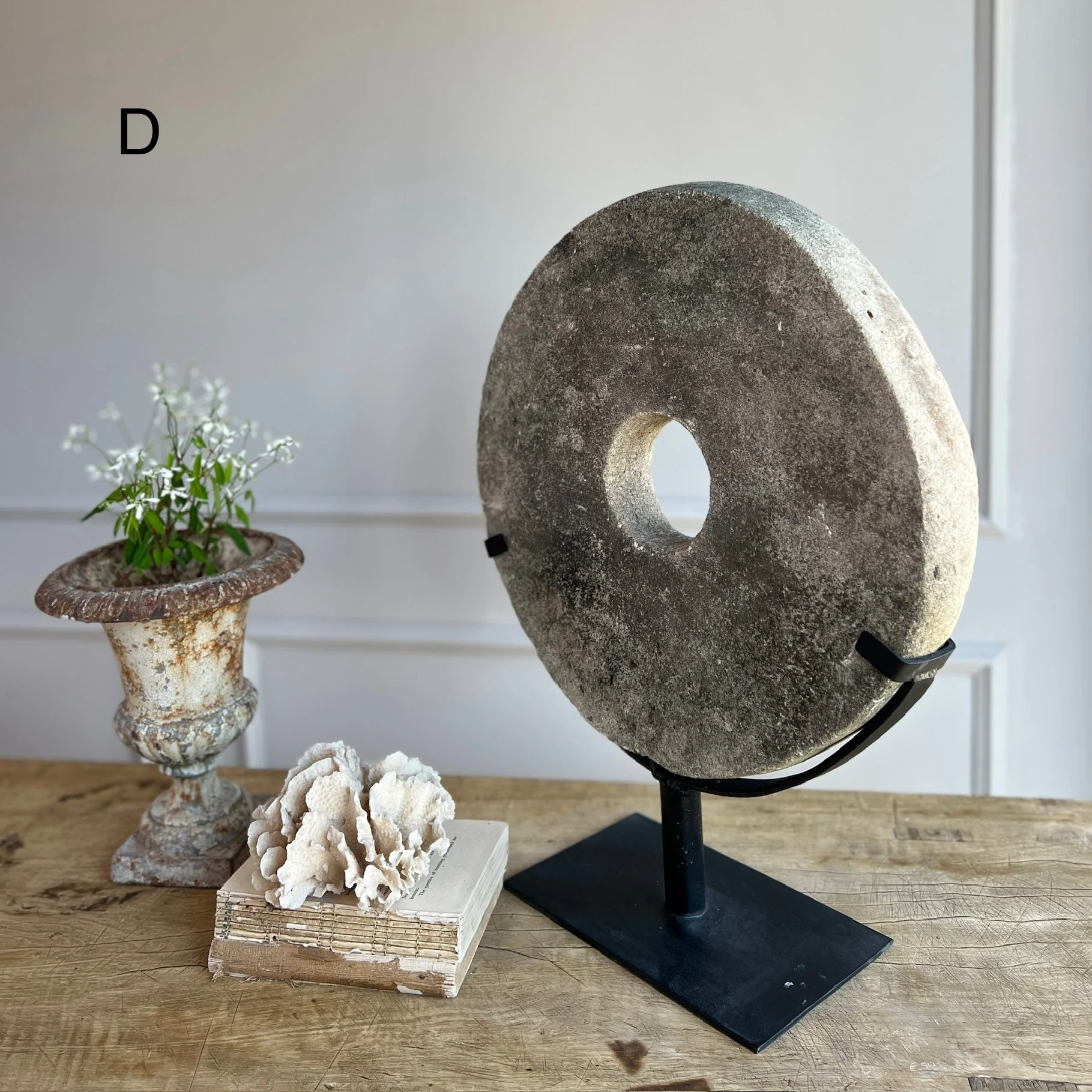 Antique Millstone Disc on Stand - Image 10
